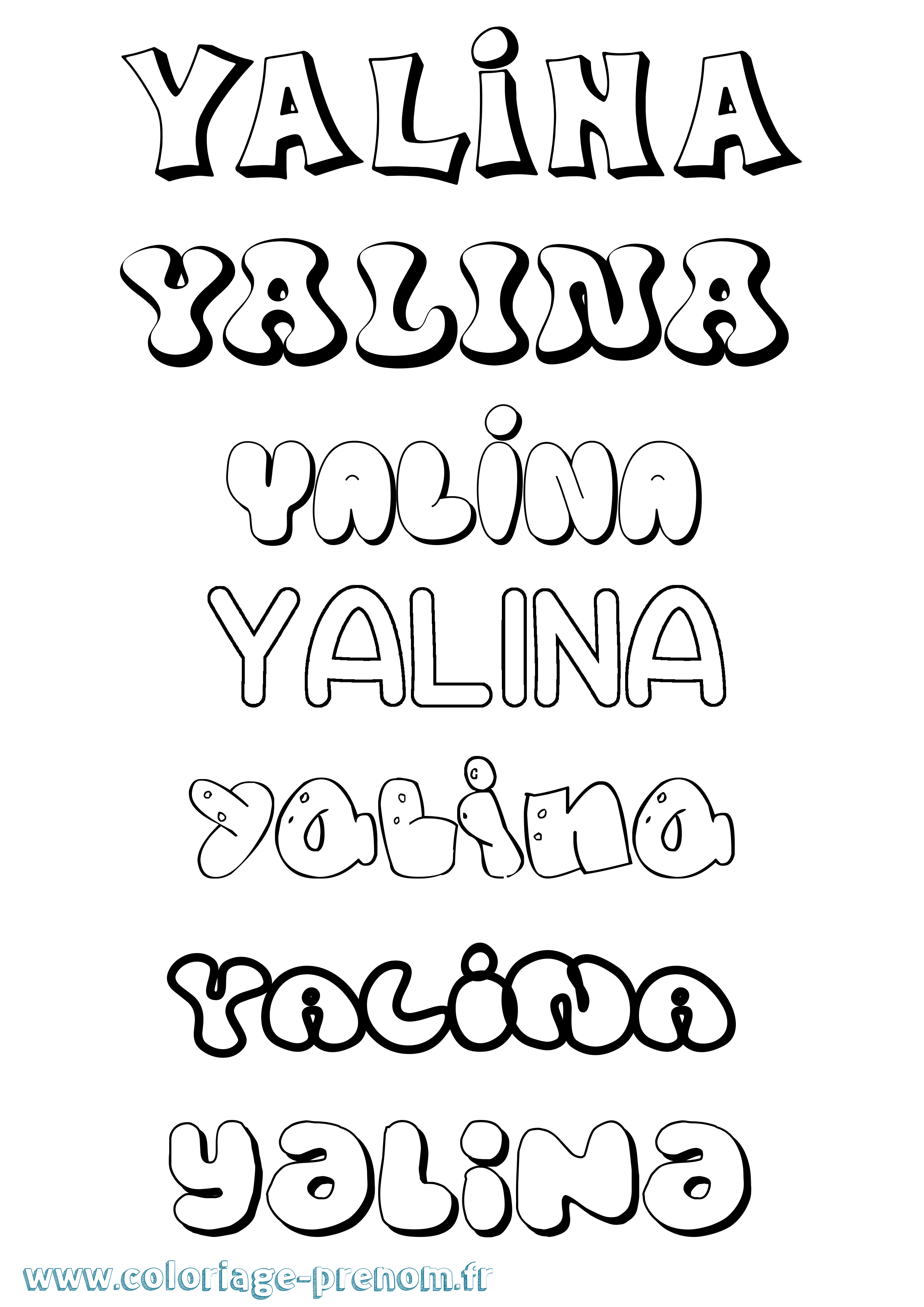 Coloriage Yalina Bubble Coloriage prénom Yalina Bubble