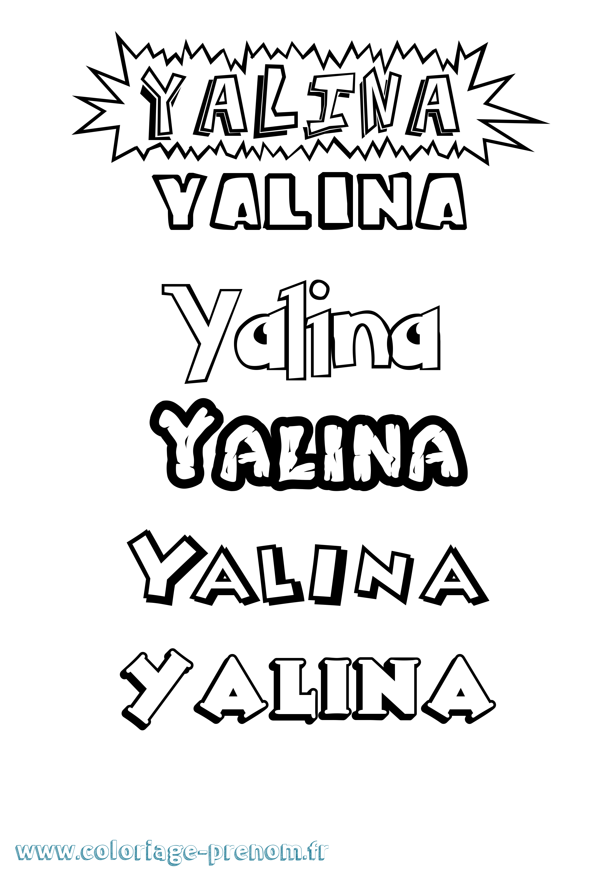 Coloriage Yalina Dessin Animé Coloriage prénom Yalina Dessin Animé