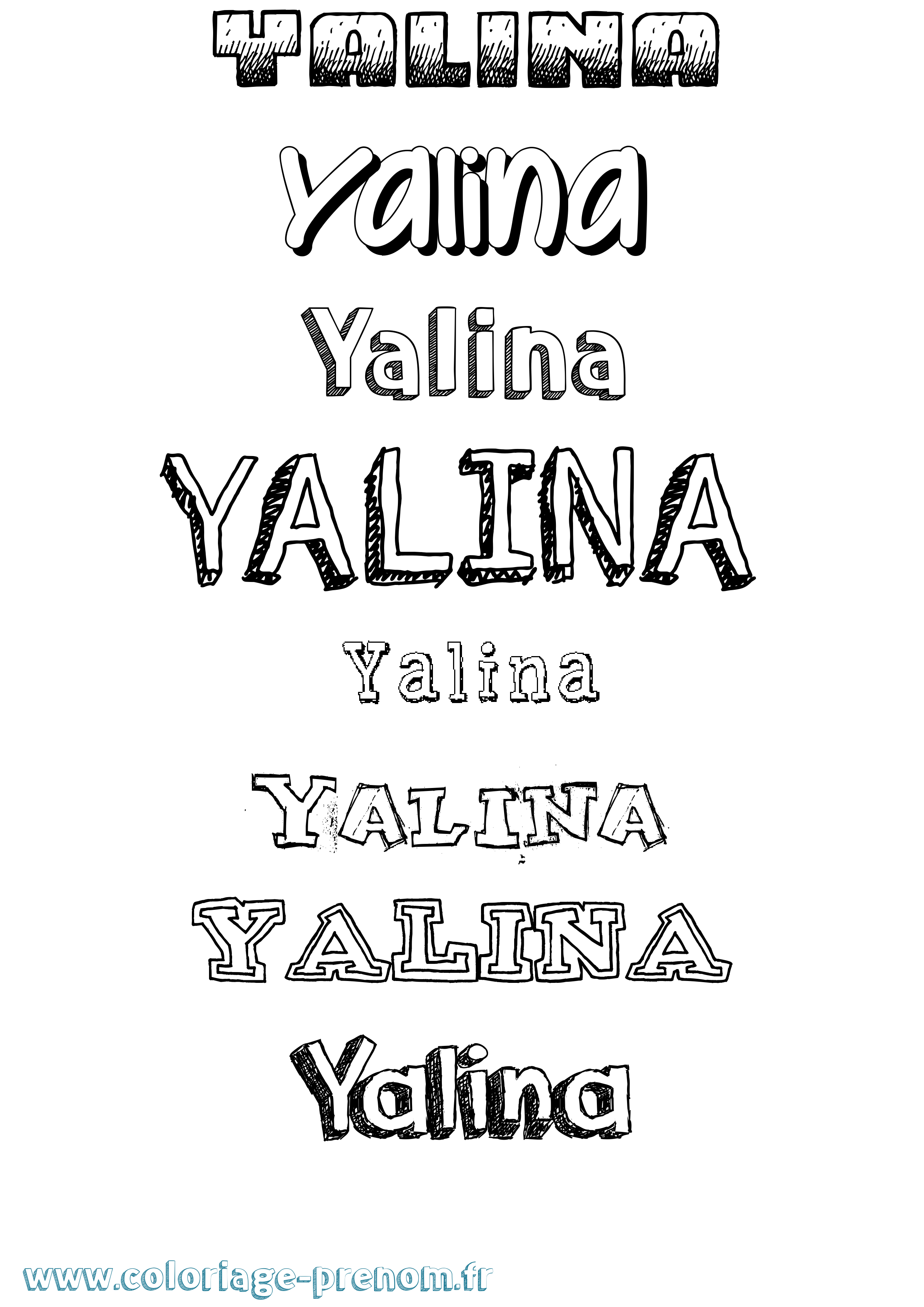 Coloriage Yalina Dessiné Coloriage prénom Yalina Dessiné