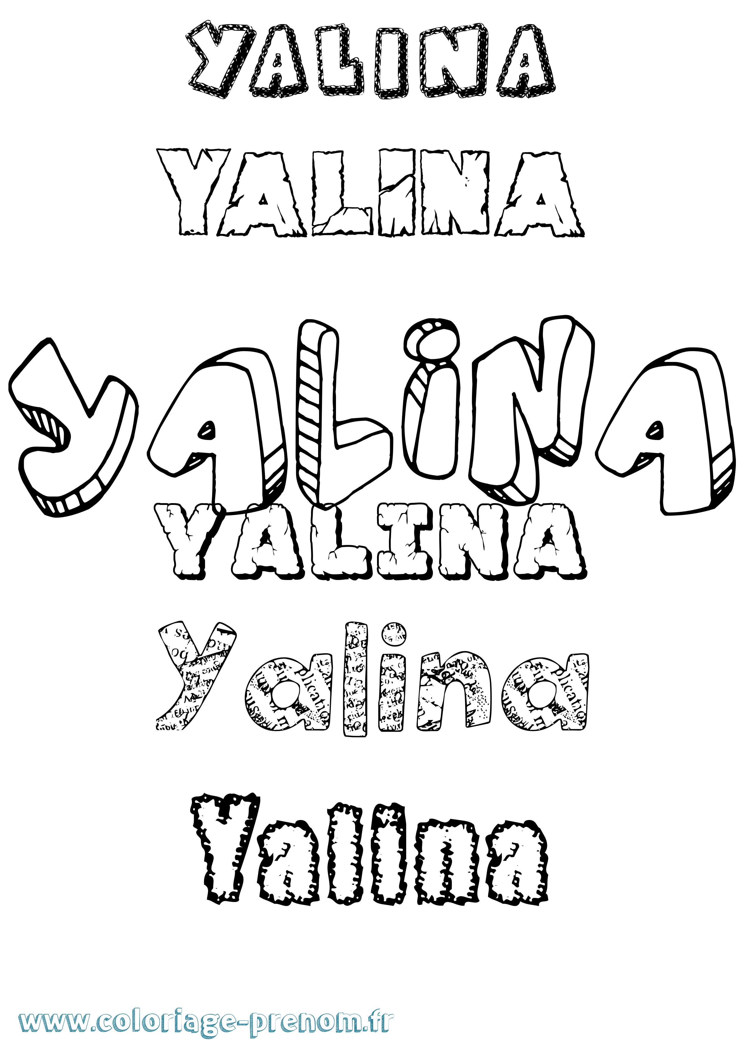 Coloriage Yalina Destructuré Coloriage prénom Yalina Destructuré