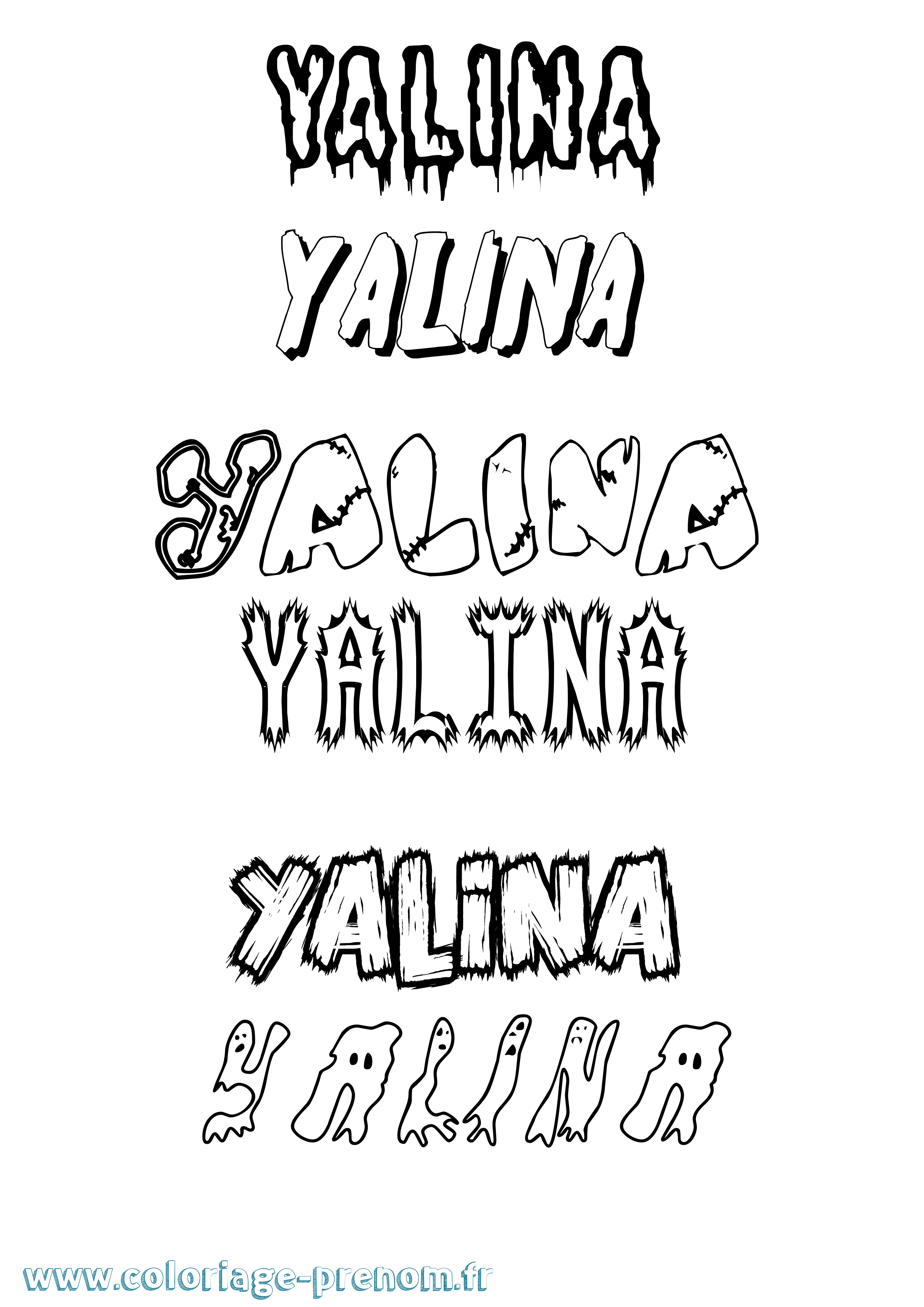 Coloriage Yalina Frisson Coloriage prénom Yalina Frisson