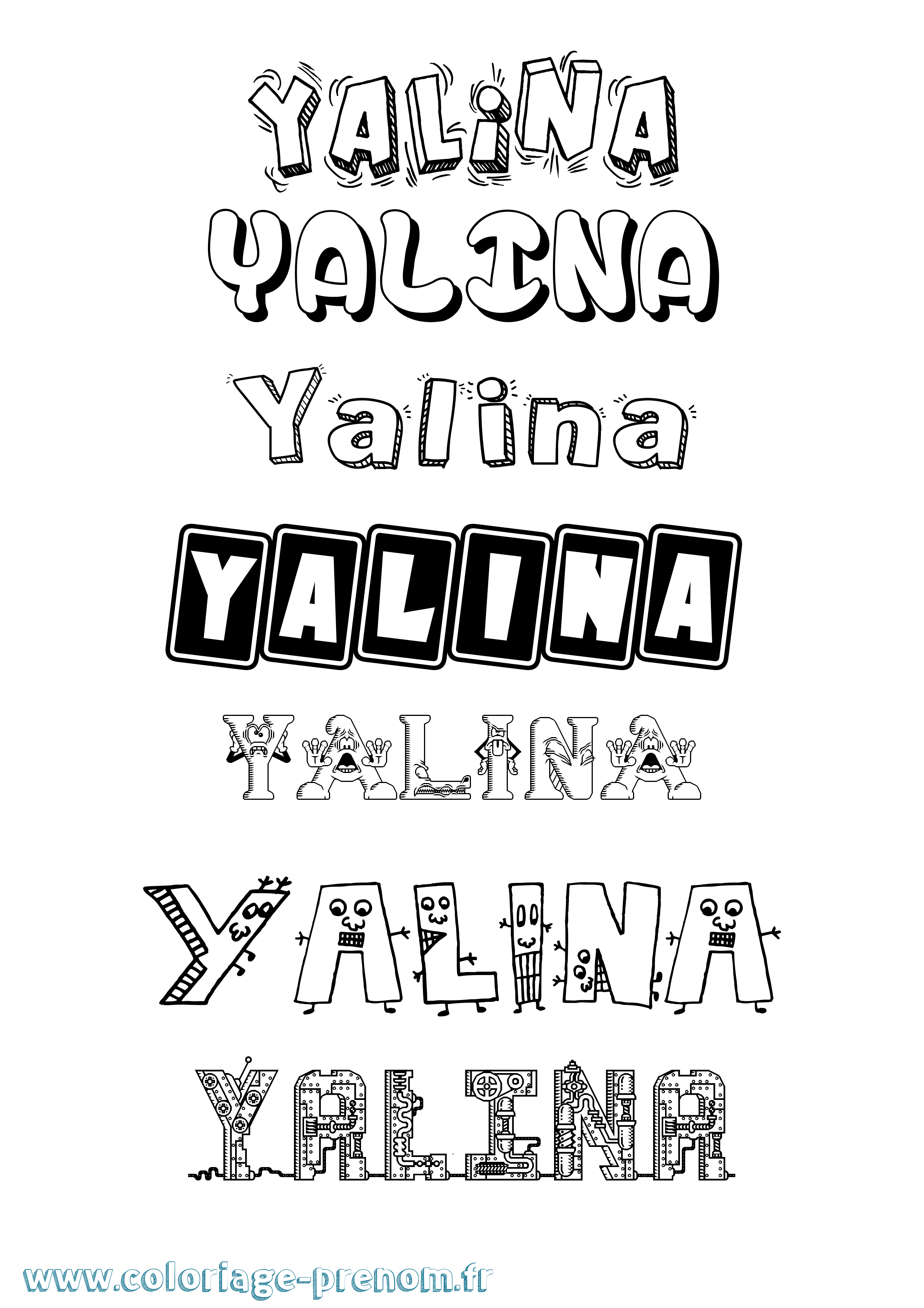 Coloriage Yalina Fun Coloriage prénom Yalina Fun