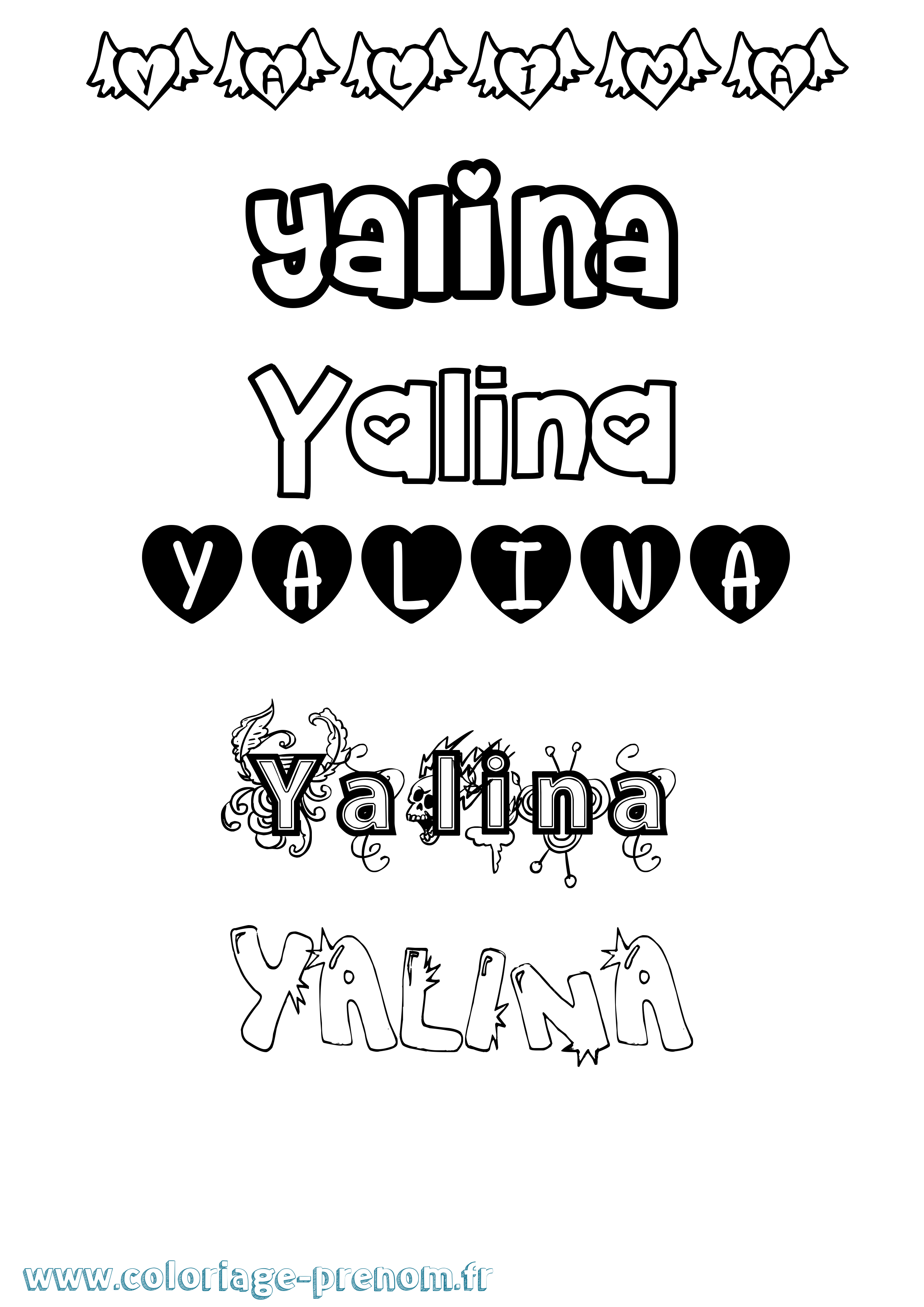 Coloriage Yalina Girly Coloriage prénom Yalina Girly