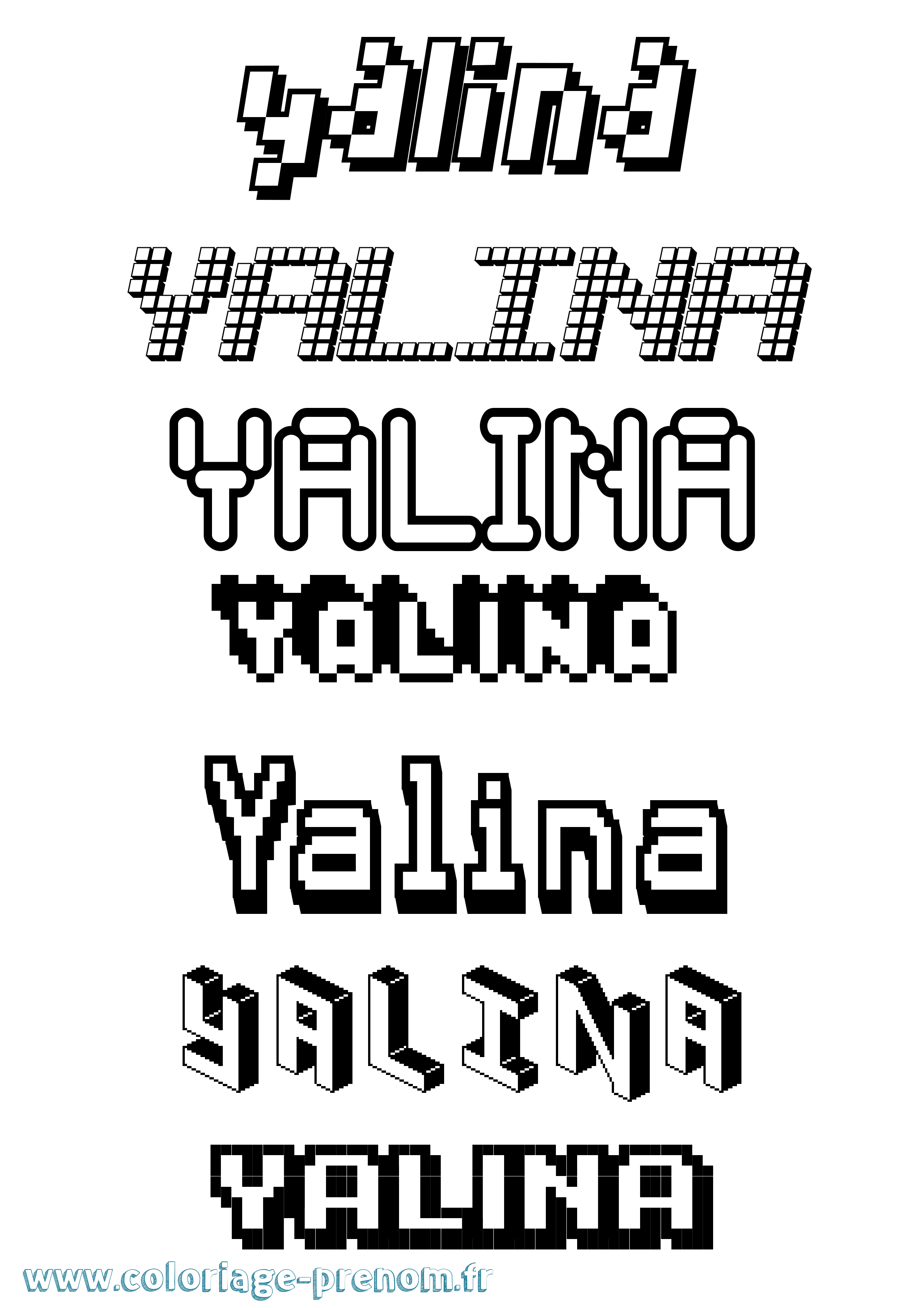 Coloriage Yalina Pixel Coloriage prénom Yalina Pixel