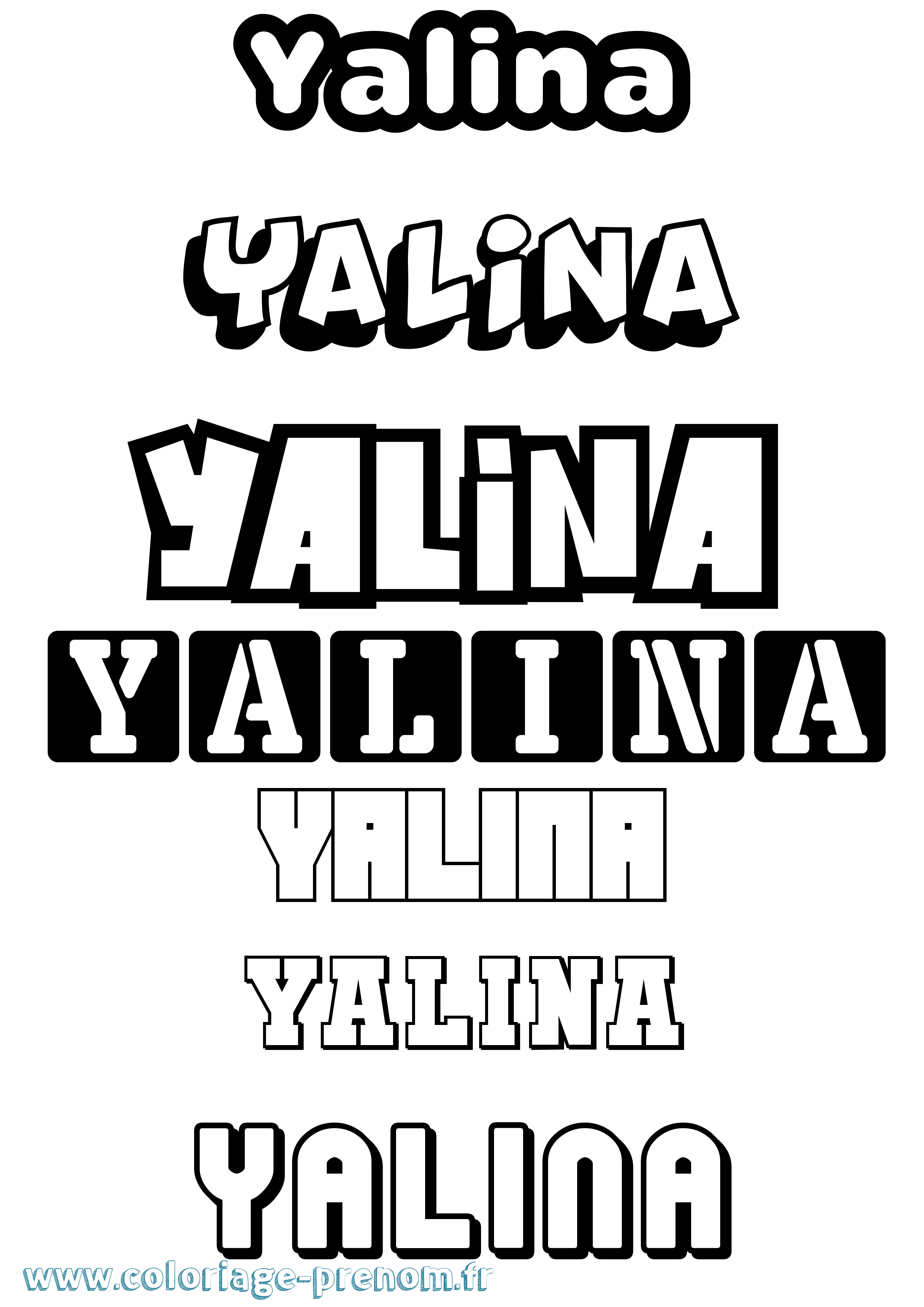 Coloriage Yalina Simple Coloriage prénom Yalina Simple