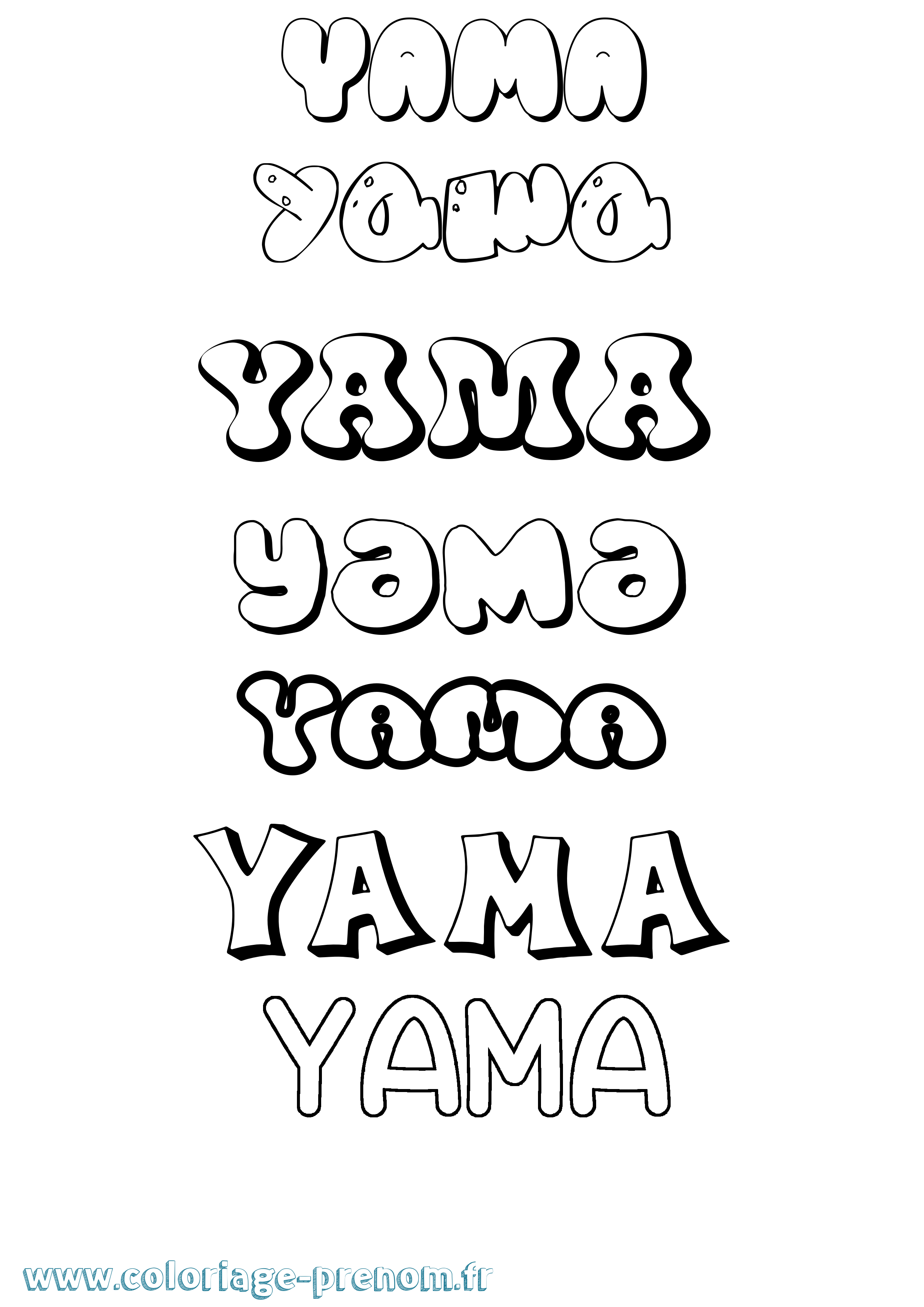 Coloriage Yama Bubble Coloriage prénom Yama Bubble