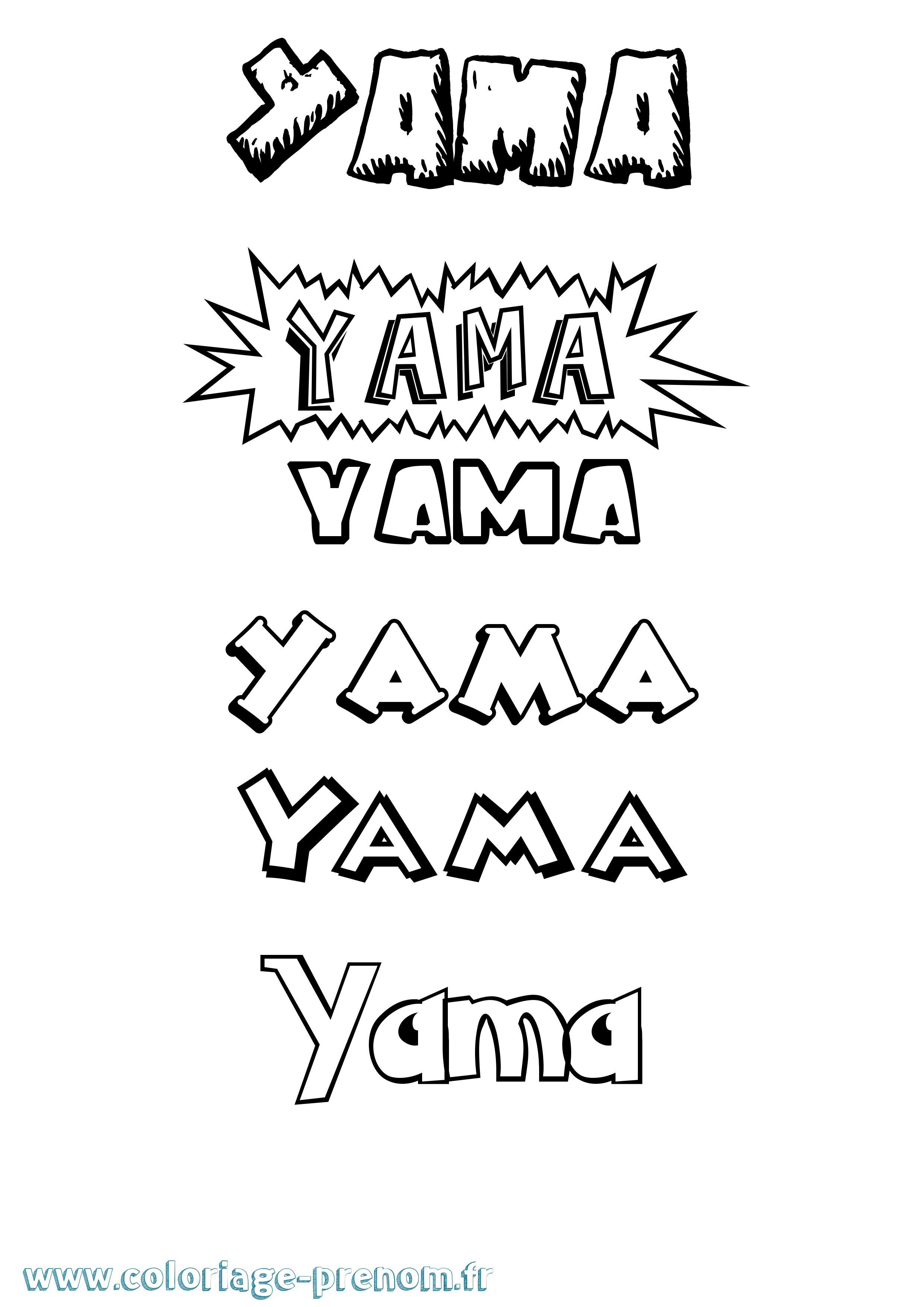 Coloriage Yama Dessin Animé Coloriage prénom Yama Dessin Animé