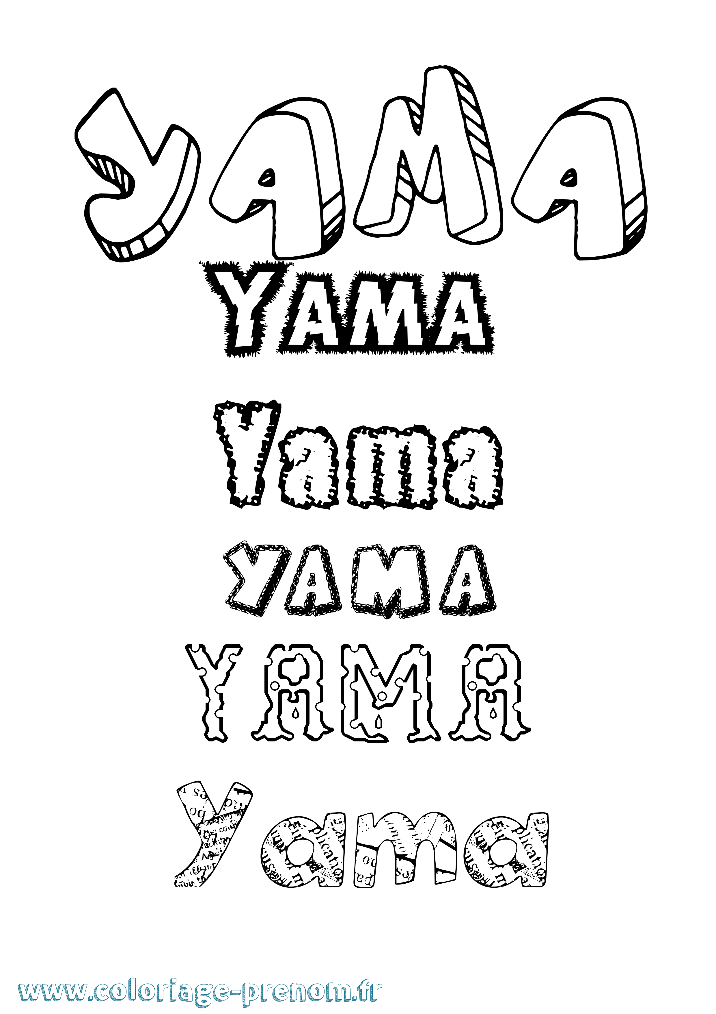 Coloriage Yama Destructuré Coloriage prénom Yama Destructuré