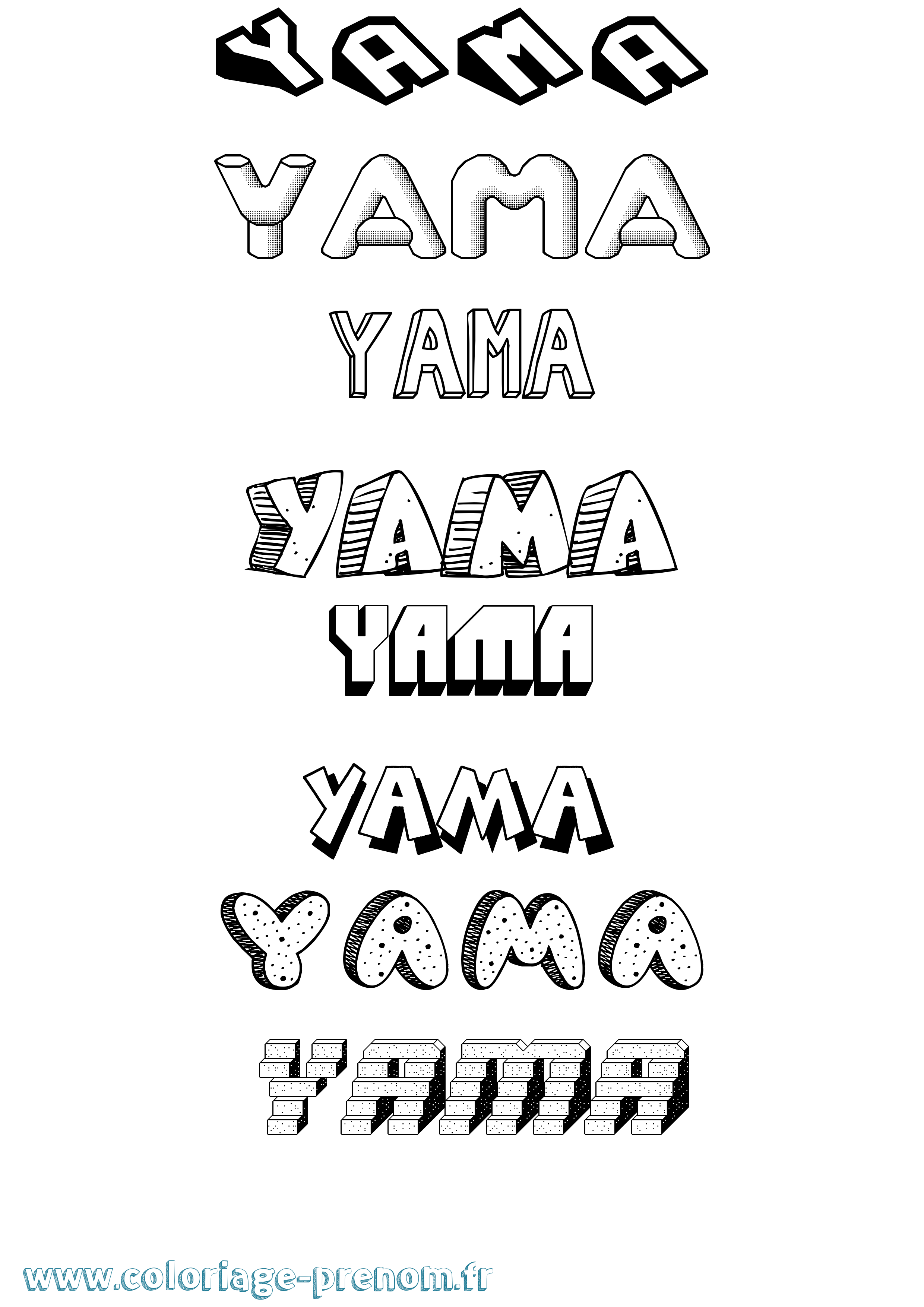 Coloriage Yama Effet 3D Coloriage prénom Yama Effet 3D