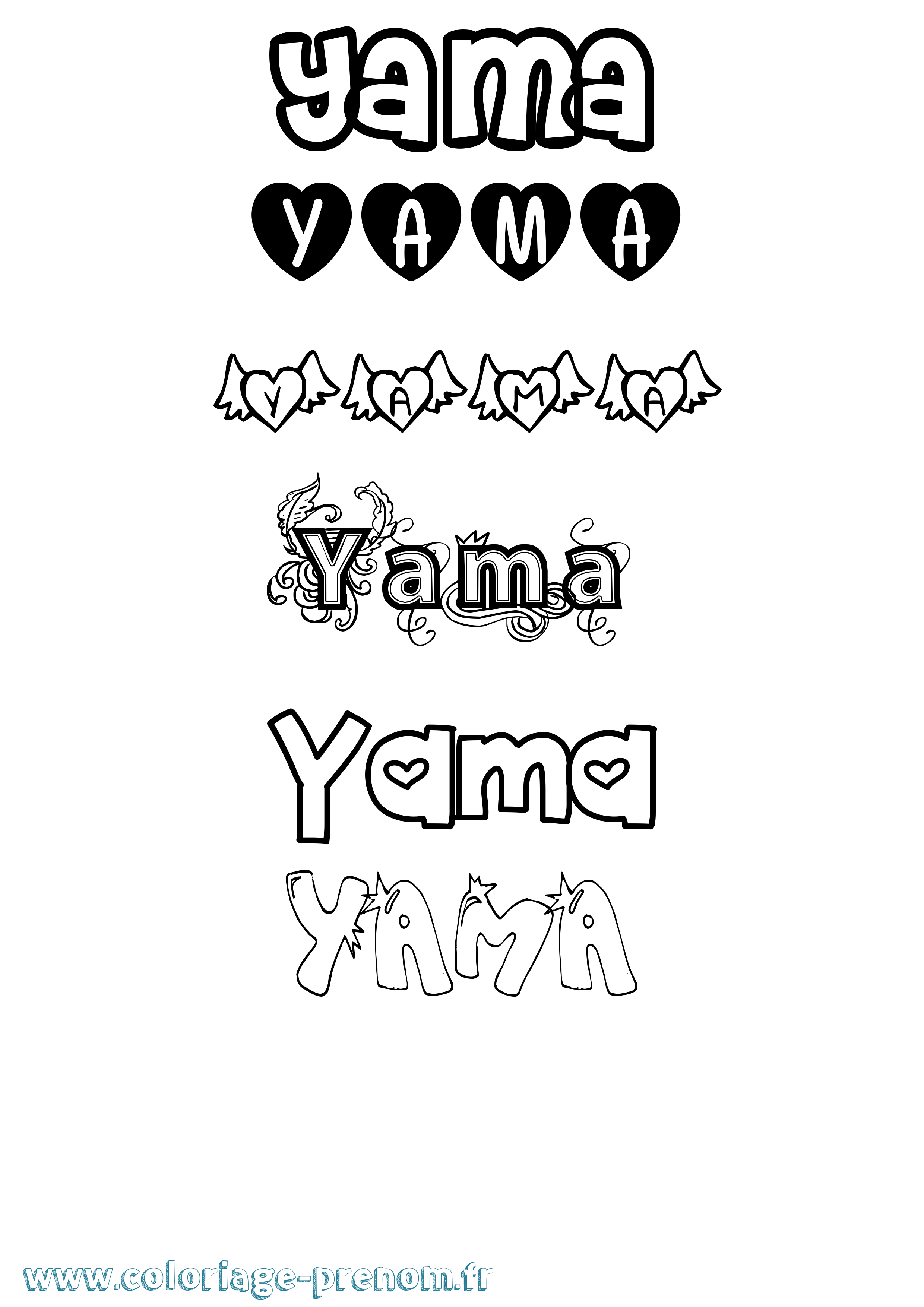 Coloriage Yama Girly Coloriage prénom Yama Girly