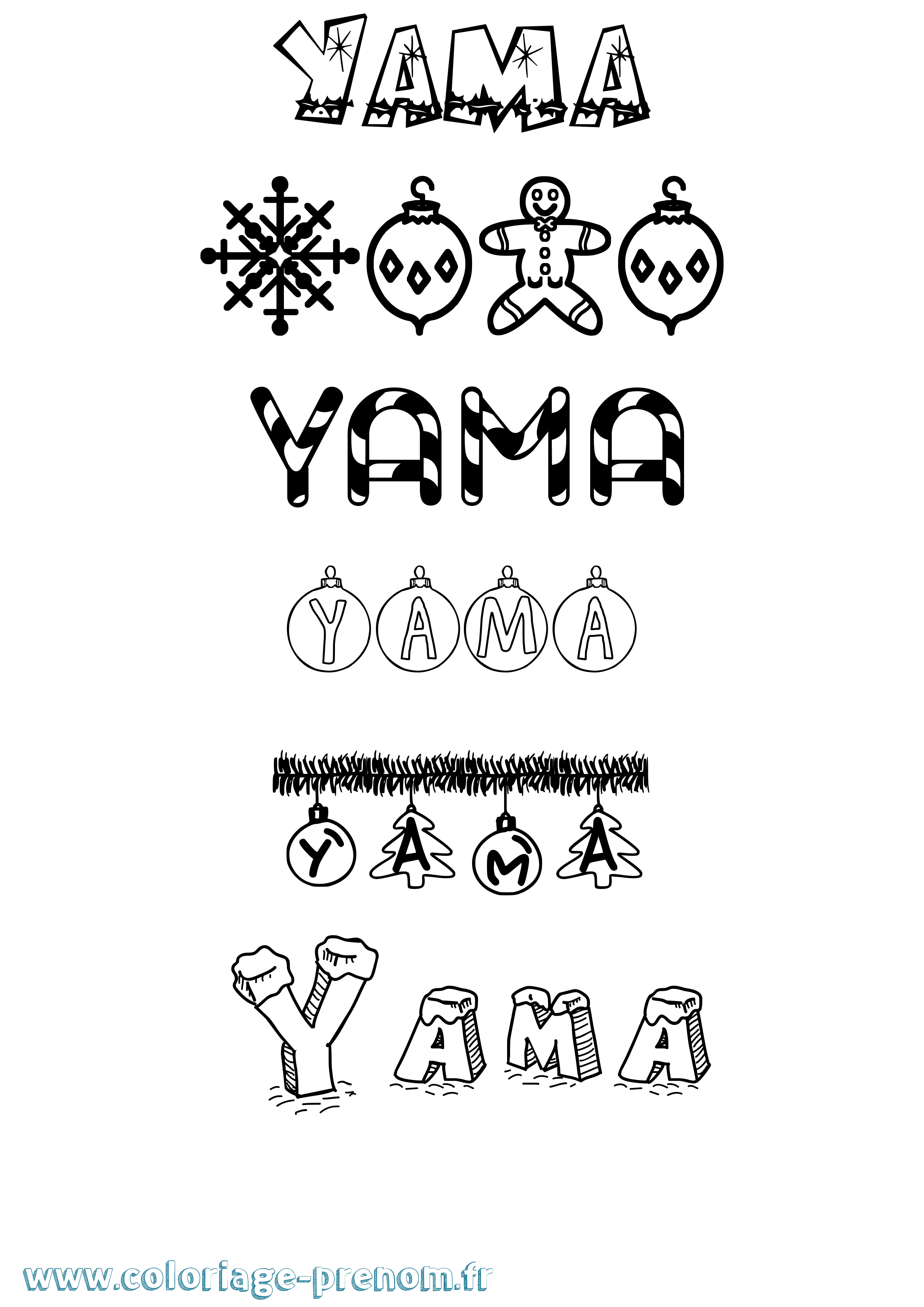 Coloriage Yama Noël Coloriage prénom Yama Noël
