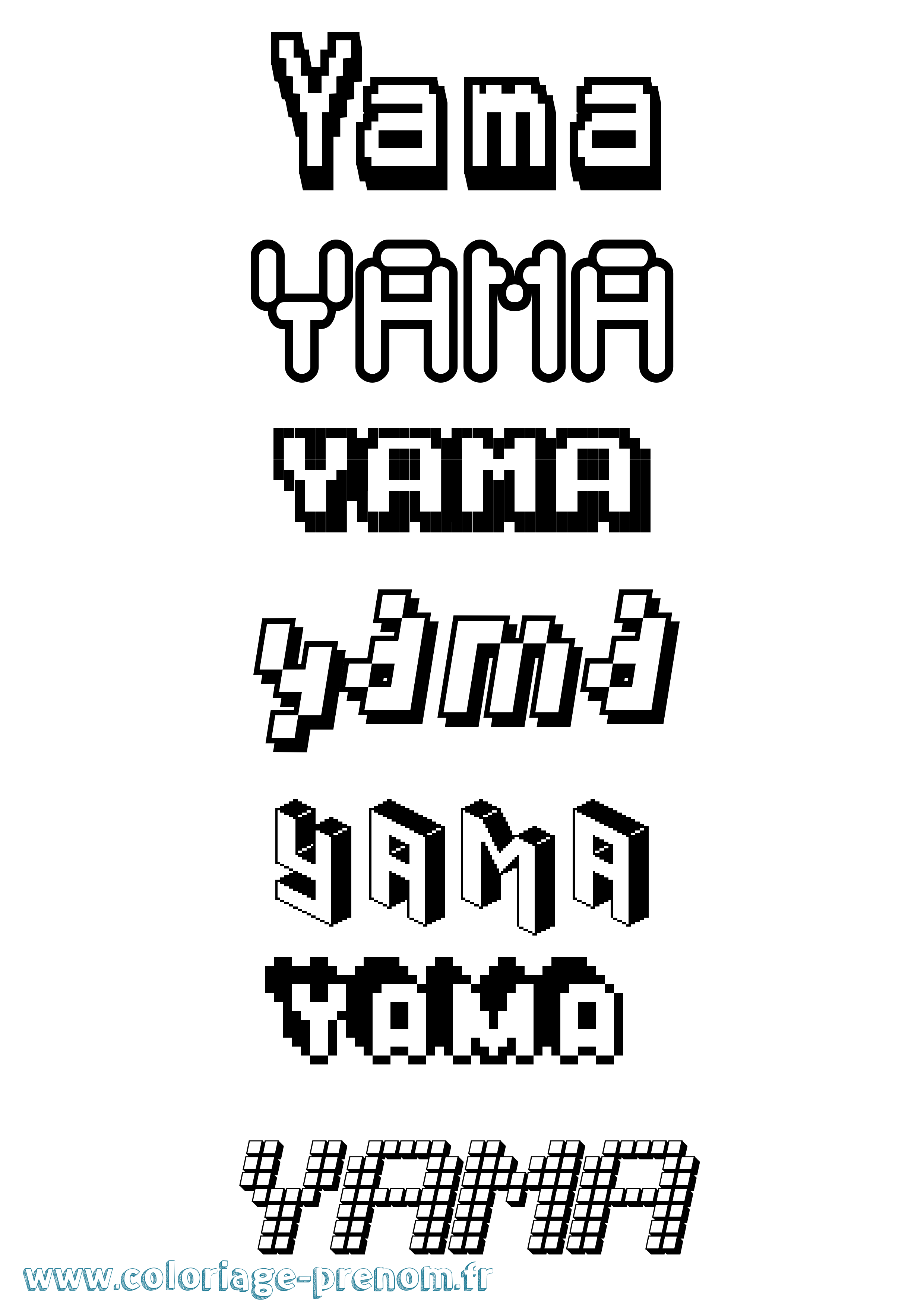 Coloriage Yama Pixel Coloriage prénom Yama Pixel