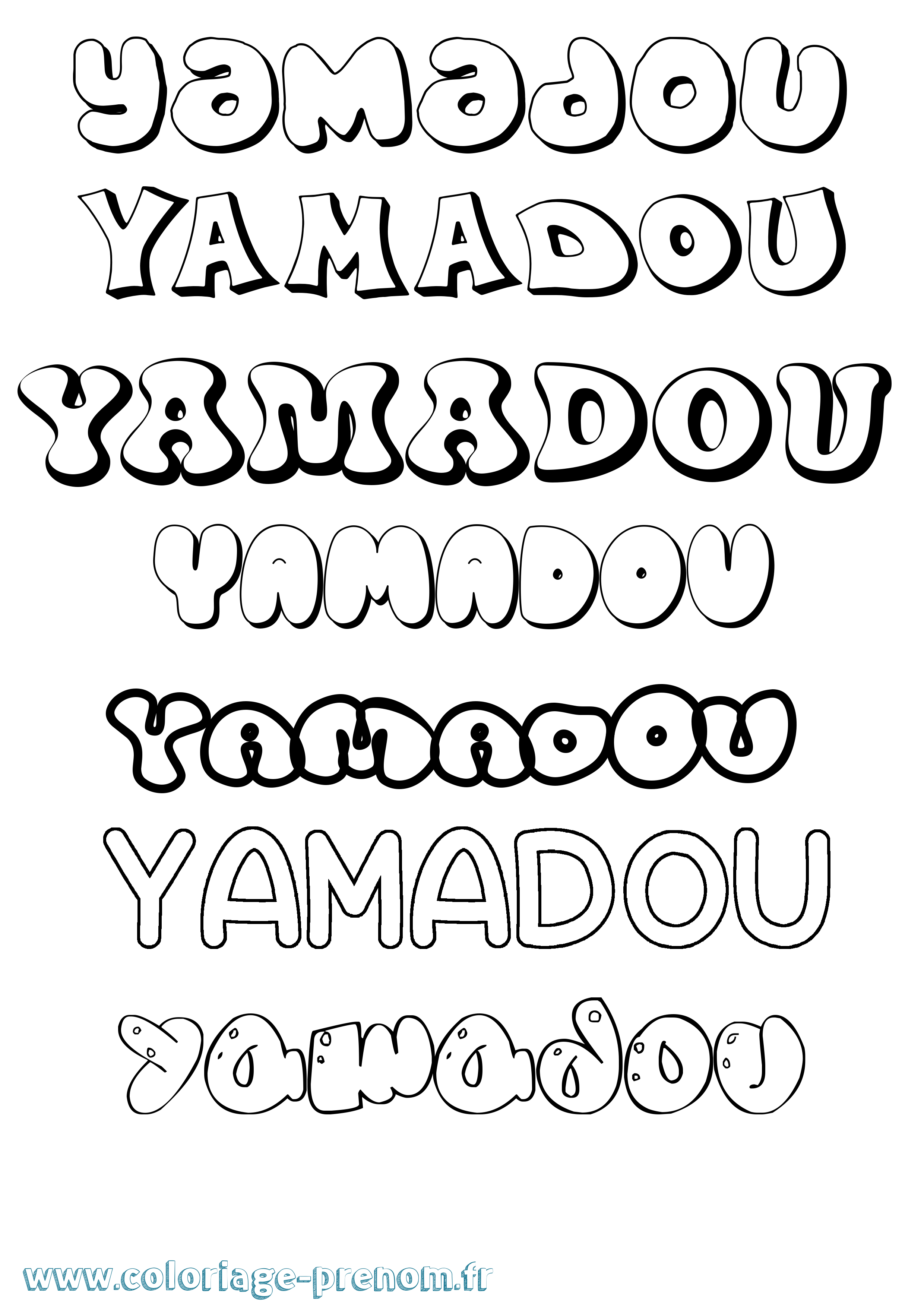 Coloriage Yamadou Bubble Coloriage prénom Yamadou Bubble
