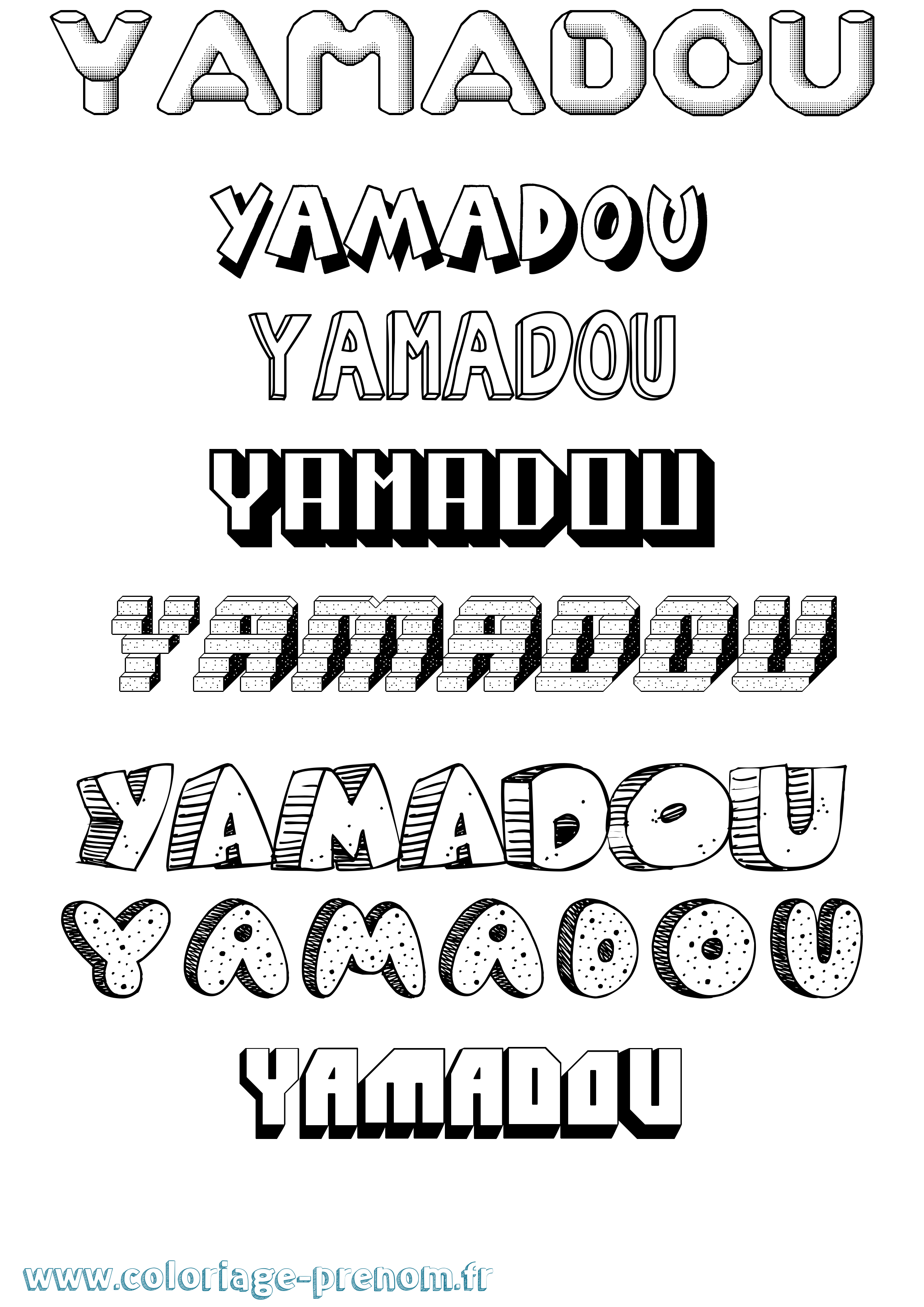 Coloriage Yamadou Effet 3D Coloriage prénom Yamadou Effet 3D