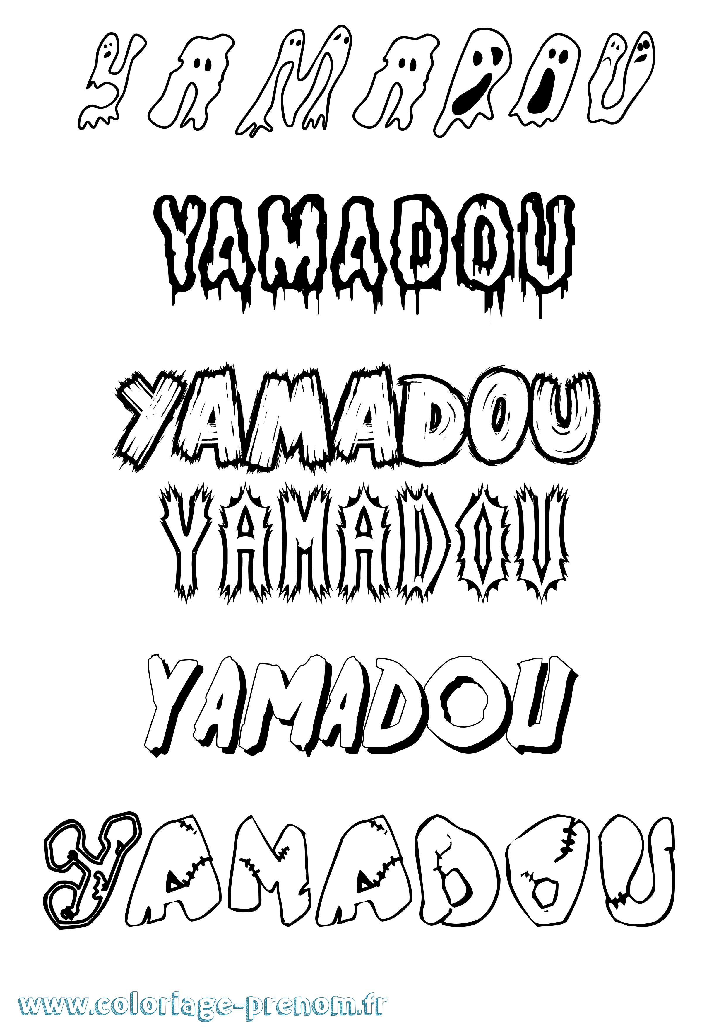 Coloriage Yamadou Frisson Coloriage prénom Yamadou Frisson