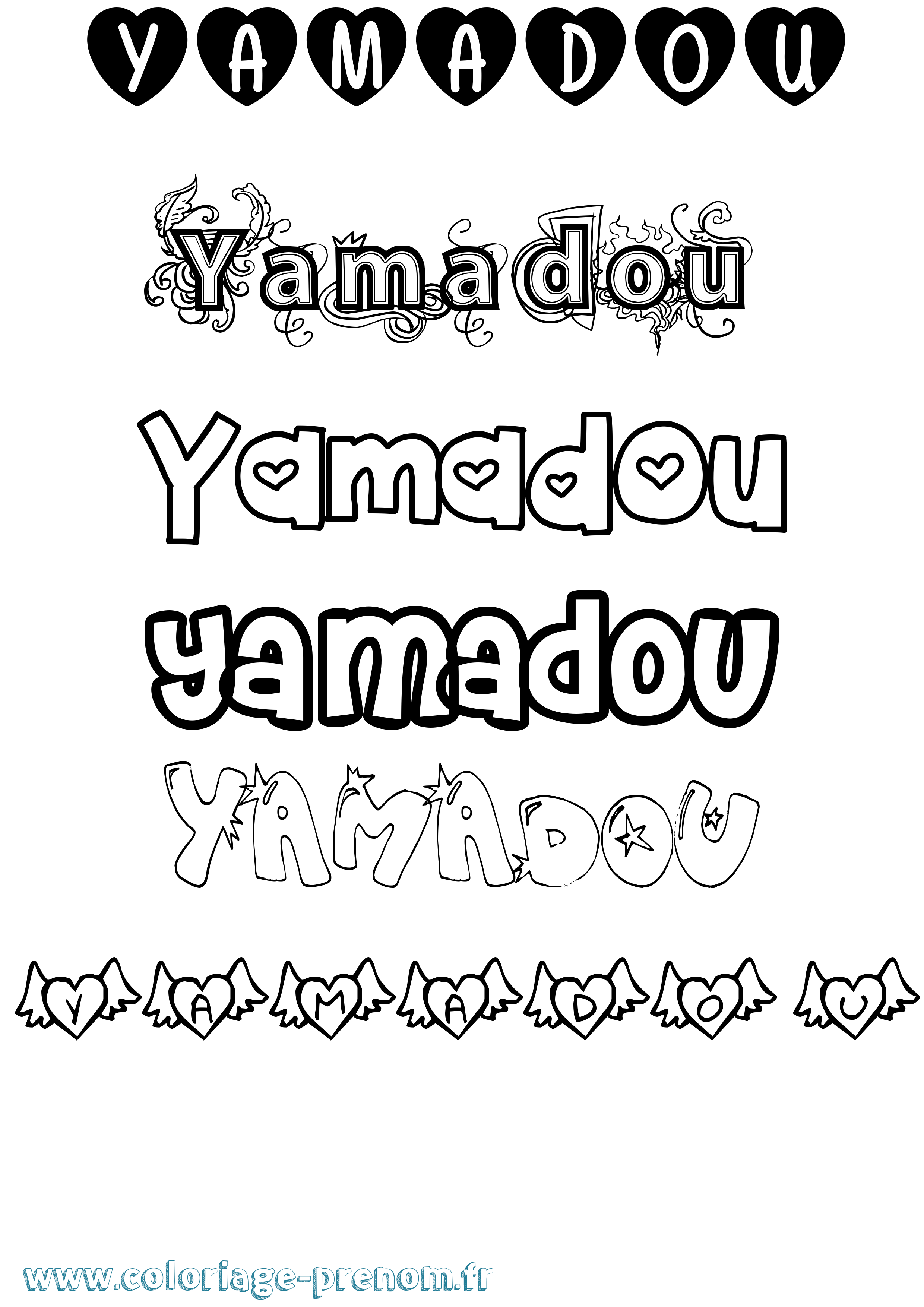 Coloriage Yamadou Girly Coloriage prénom Yamadou Girly