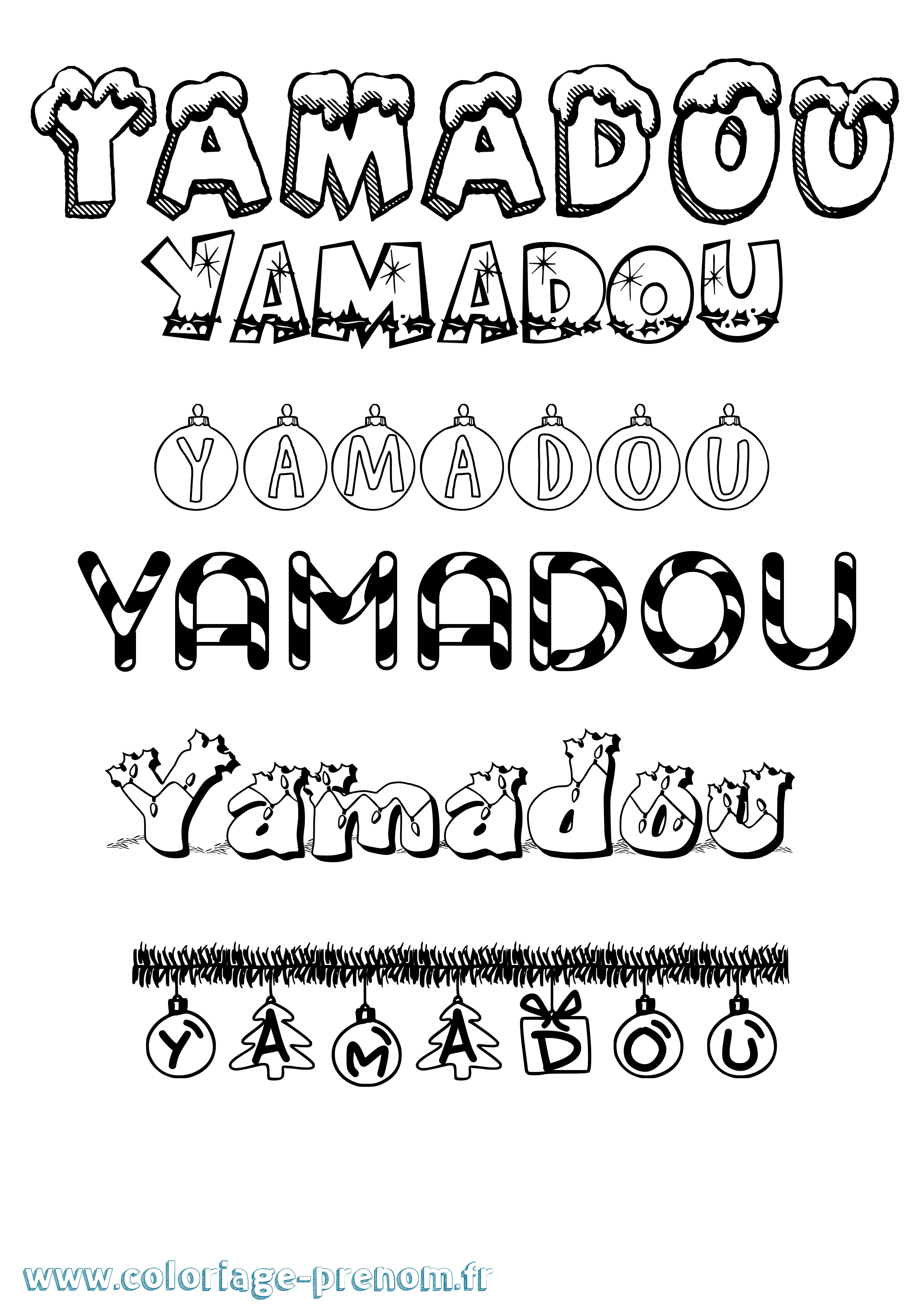 Coloriage Yamadou Noël Coloriage prénom Yamadou Noël