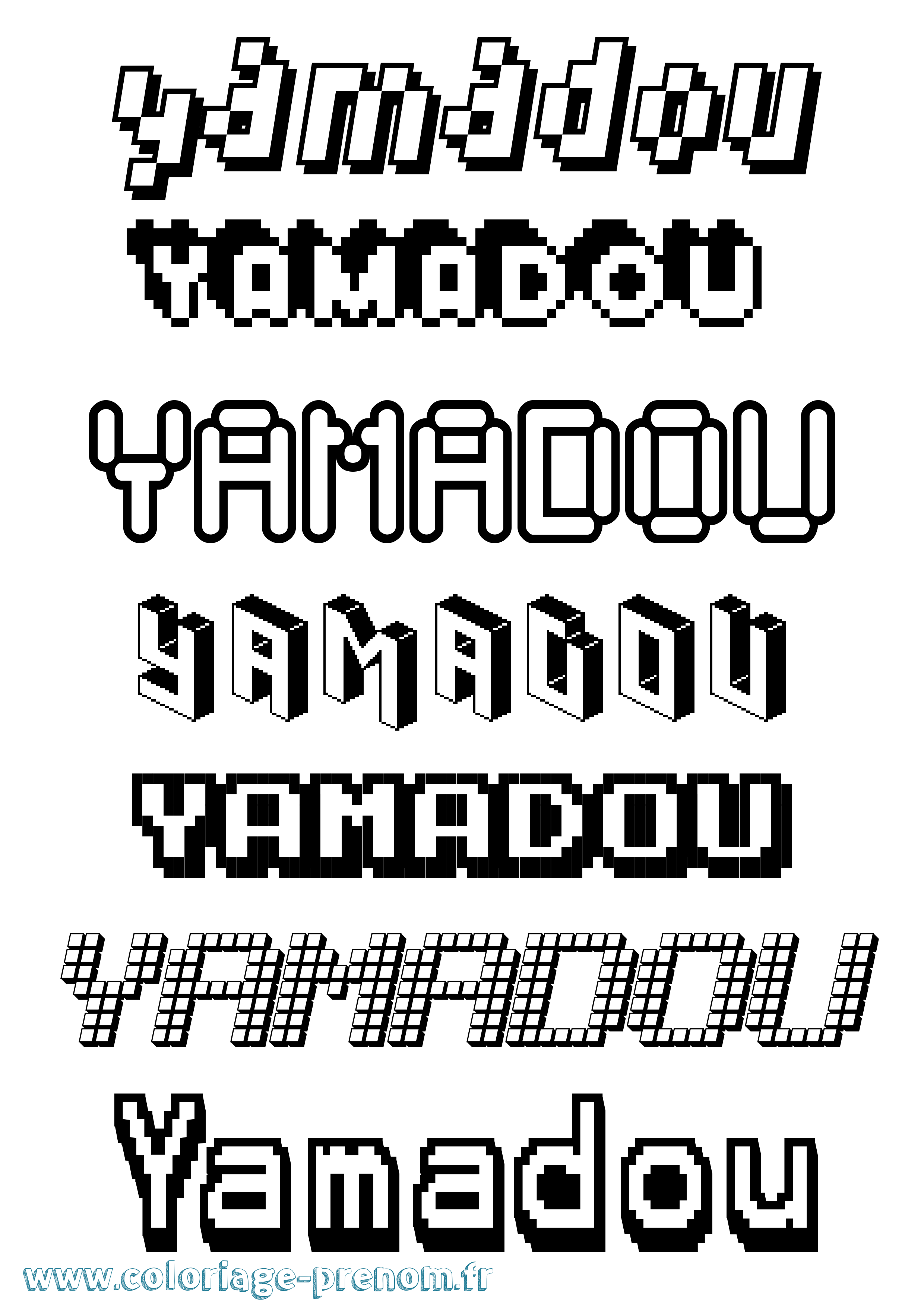 Coloriage Yamadou Pixel Coloriage prénom Yamadou Pixel