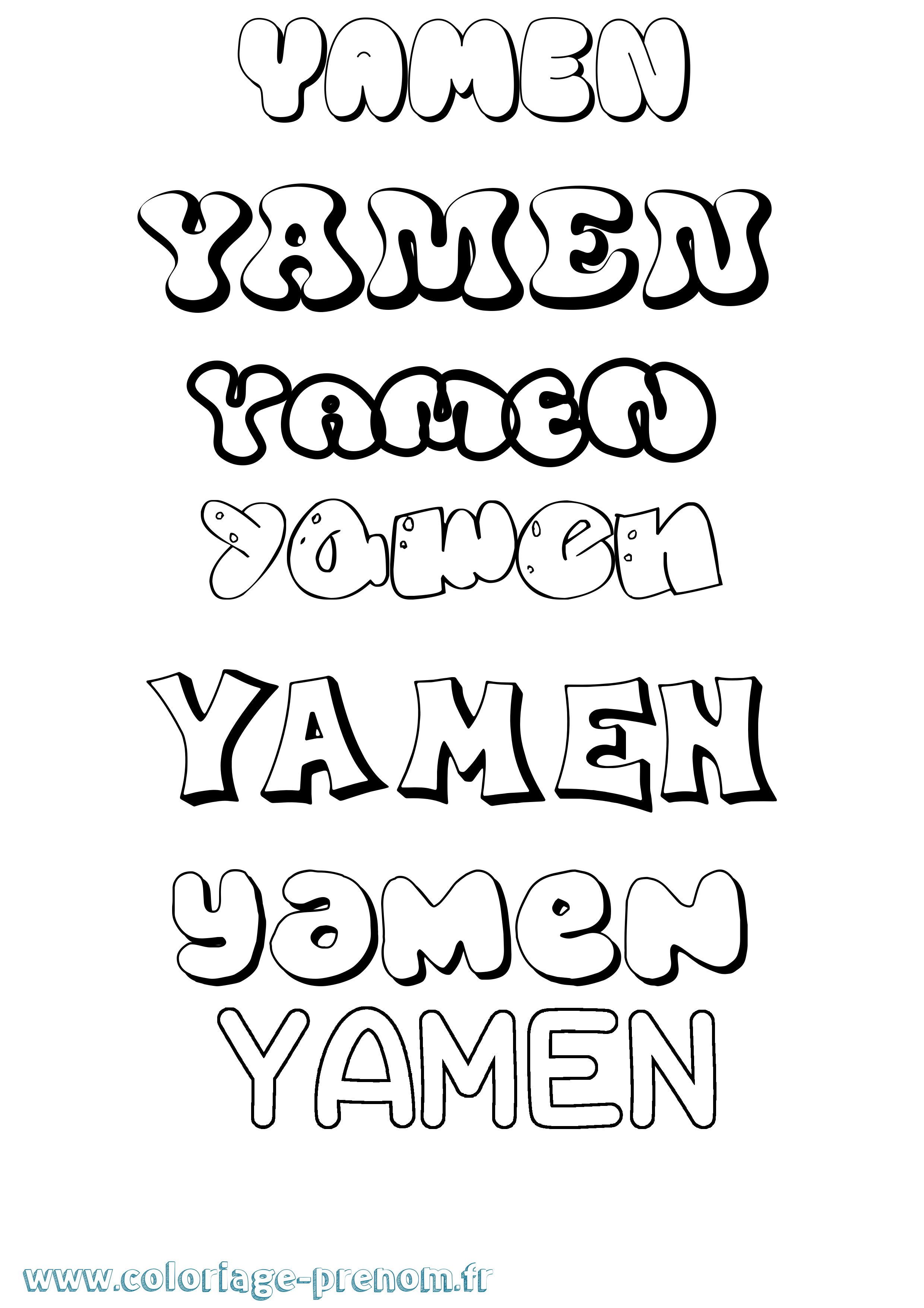 Coloriage Yamen Bubble Coloriage prénom Yamen Bubble