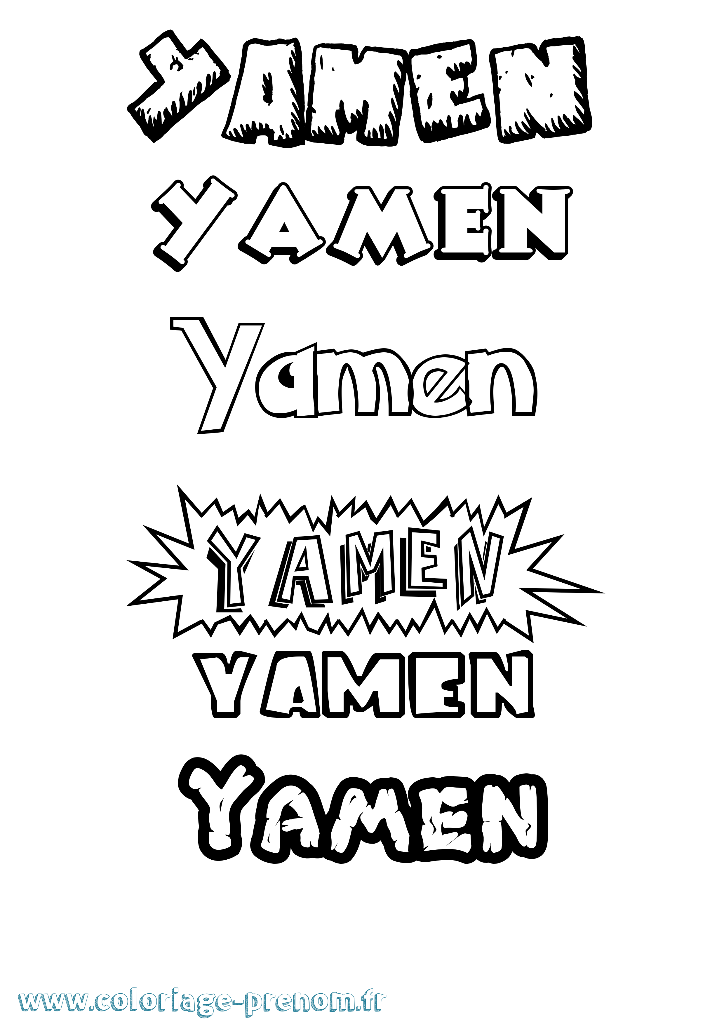 Coloriage Yamen Dessin Animé Coloriage prénom Yamen Dessin Animé