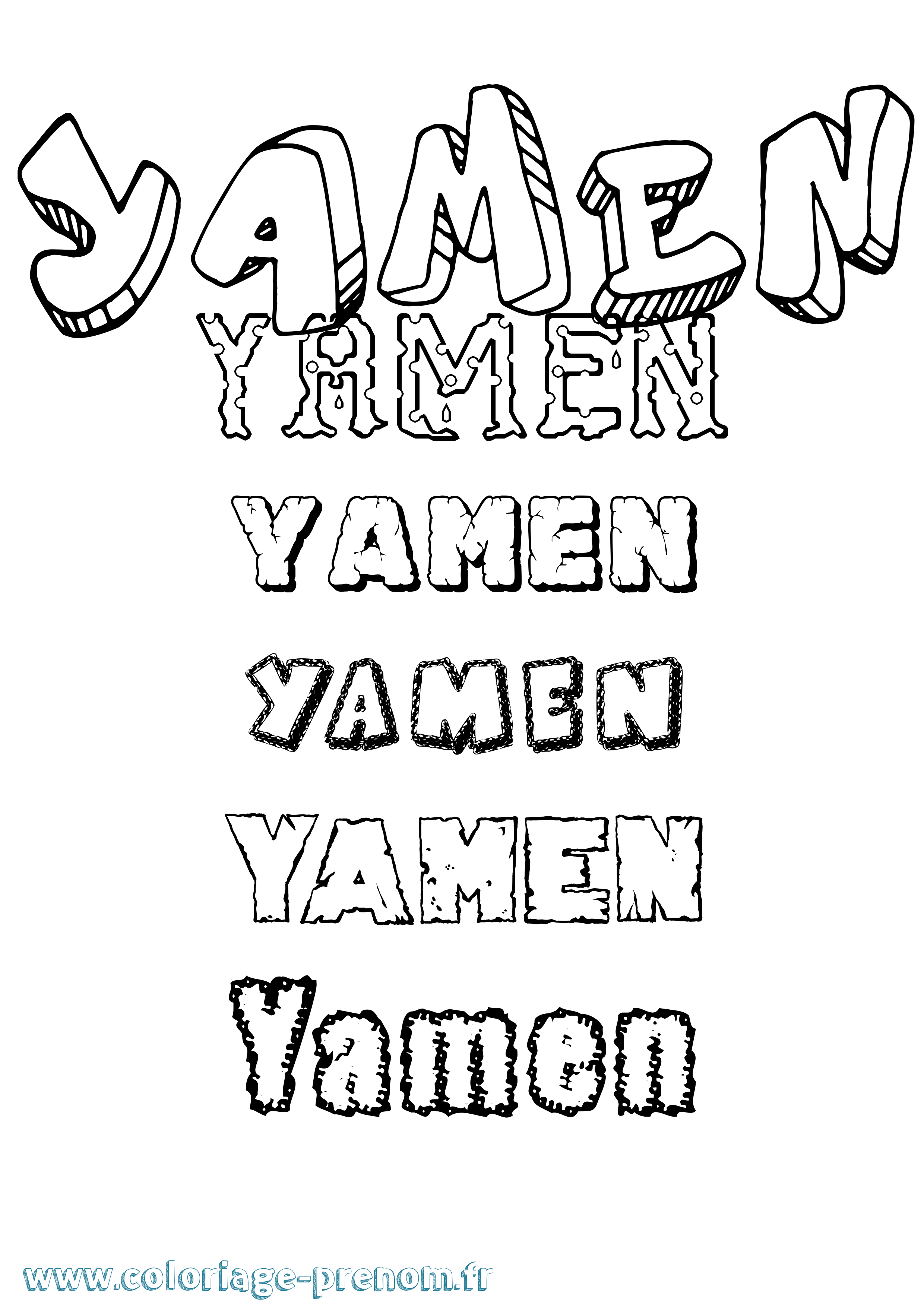 Coloriage Yamen Destructuré Coloriage prénom Yamen Destructuré