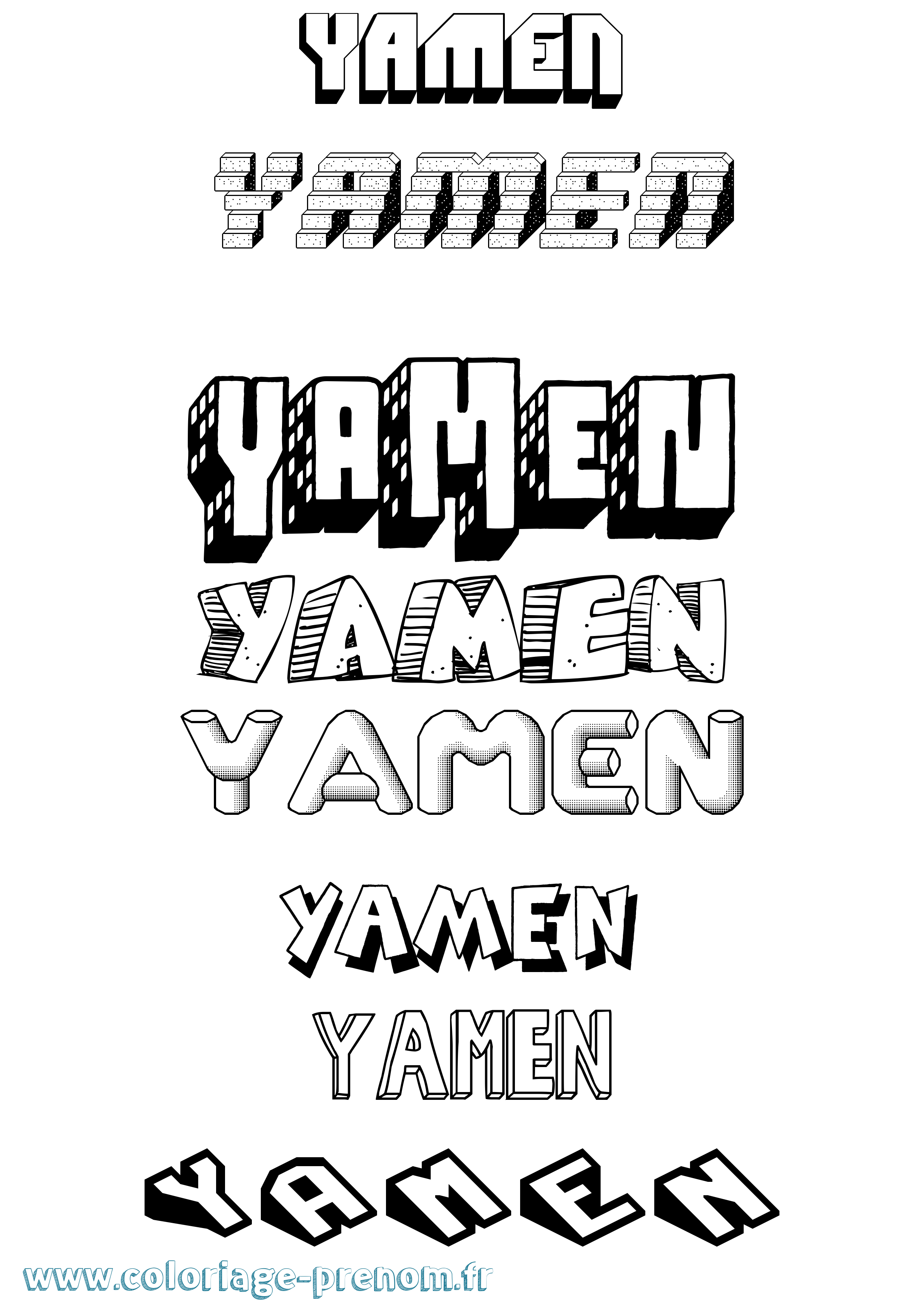 Coloriage Yamen Effet 3D Coloriage prénom Yamen Effet 3D