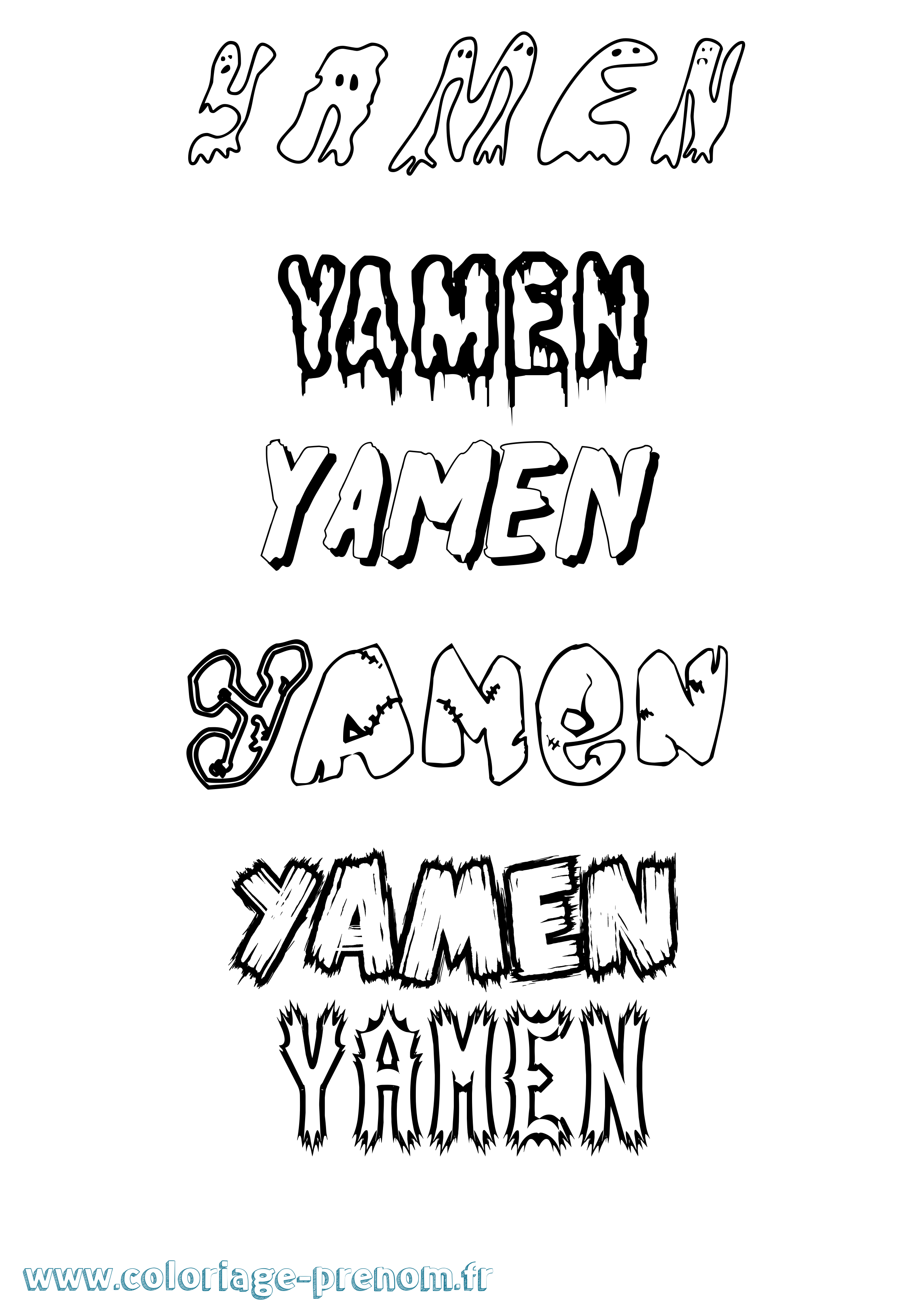 Coloriage Yamen Frisson Coloriage prénom Yamen Frisson