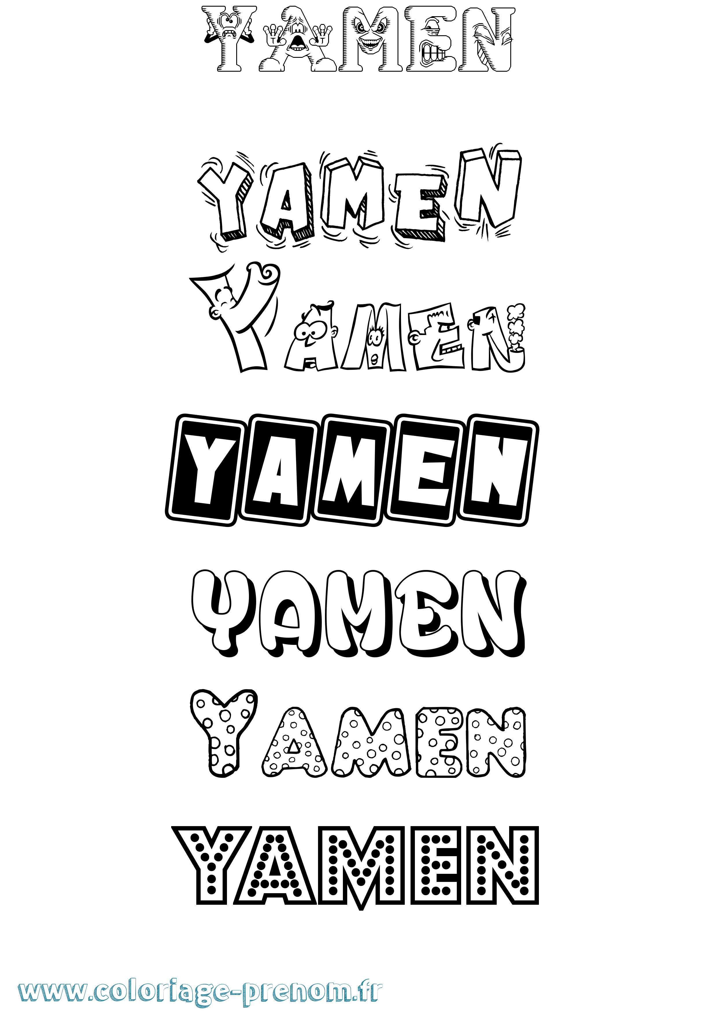Coloriage Yamen Fun Coloriage prénom Yamen Fun