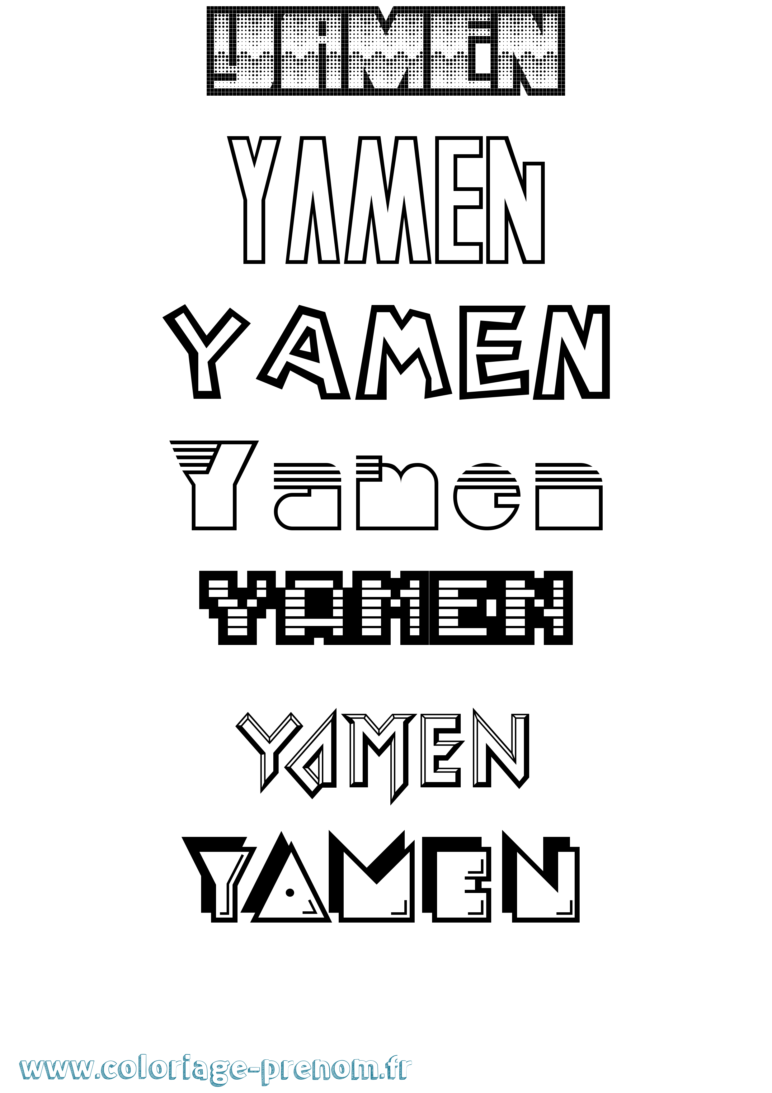 Coloriage Yamen Jeux Vidéos Coloriage prénom Yamen Jeux Vidéos