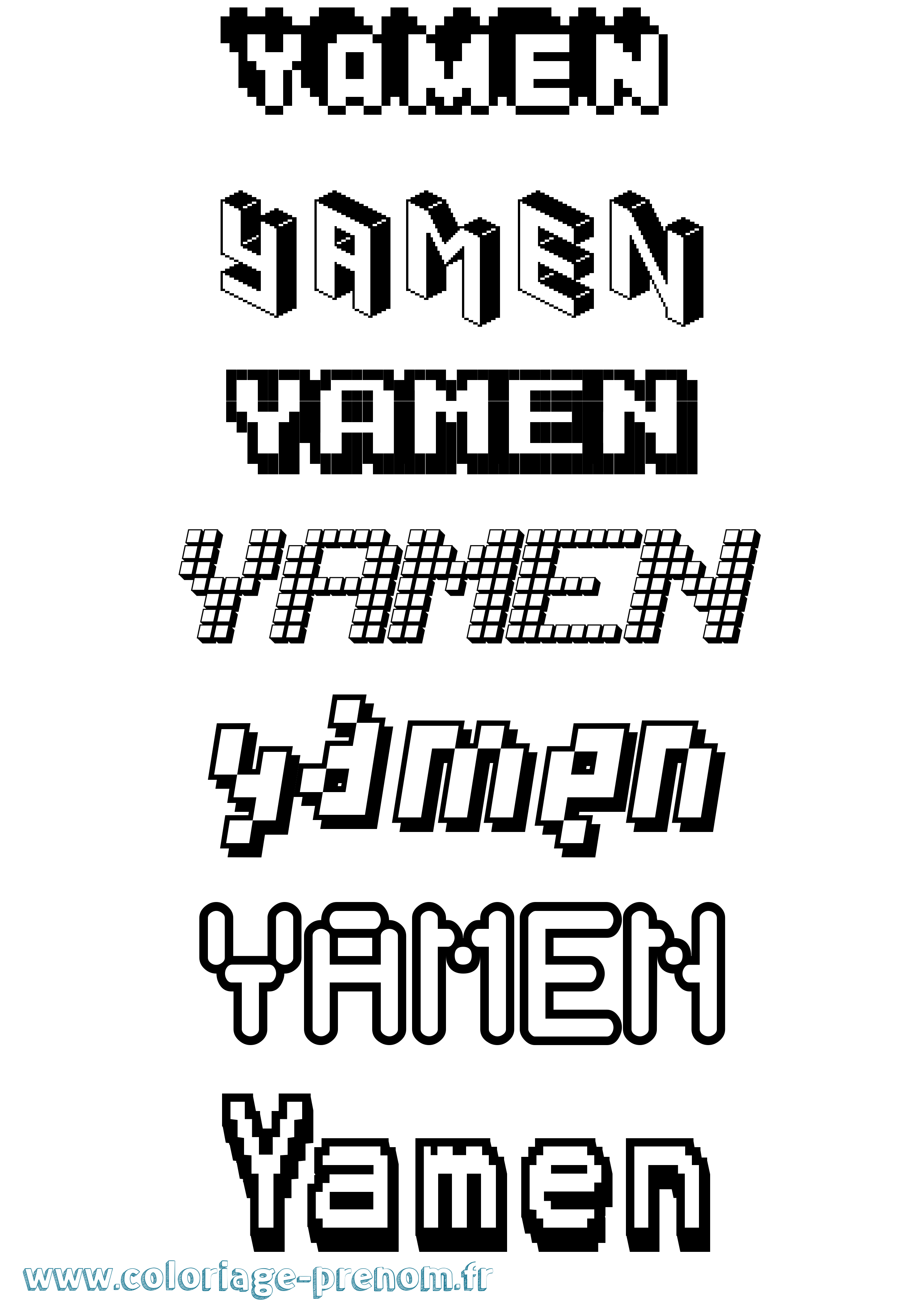 Coloriage Yamen Pixel Coloriage prénom Yamen Pixel