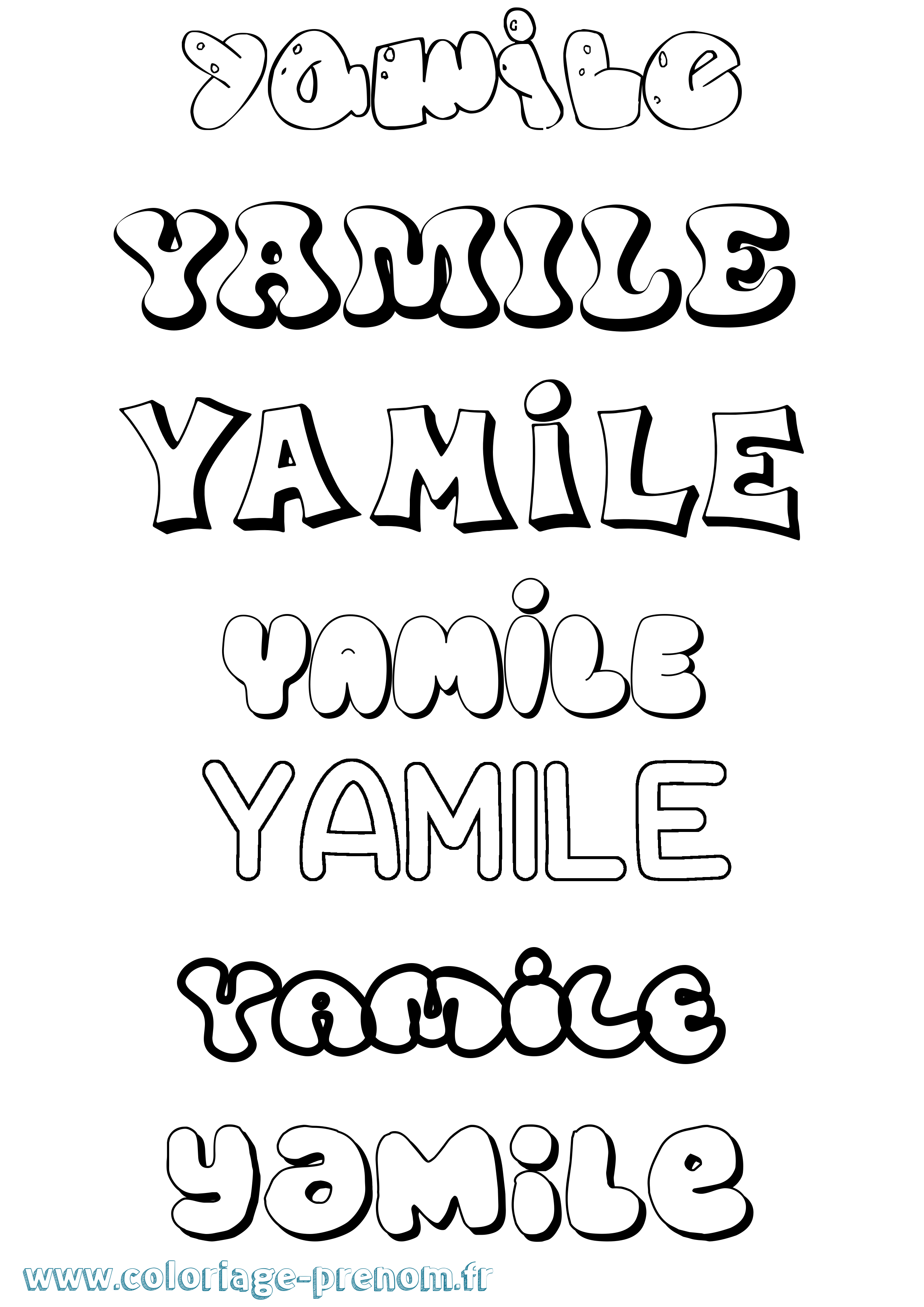 Coloriage Yamile Bubble Coloriage prénom Yamile Bubble