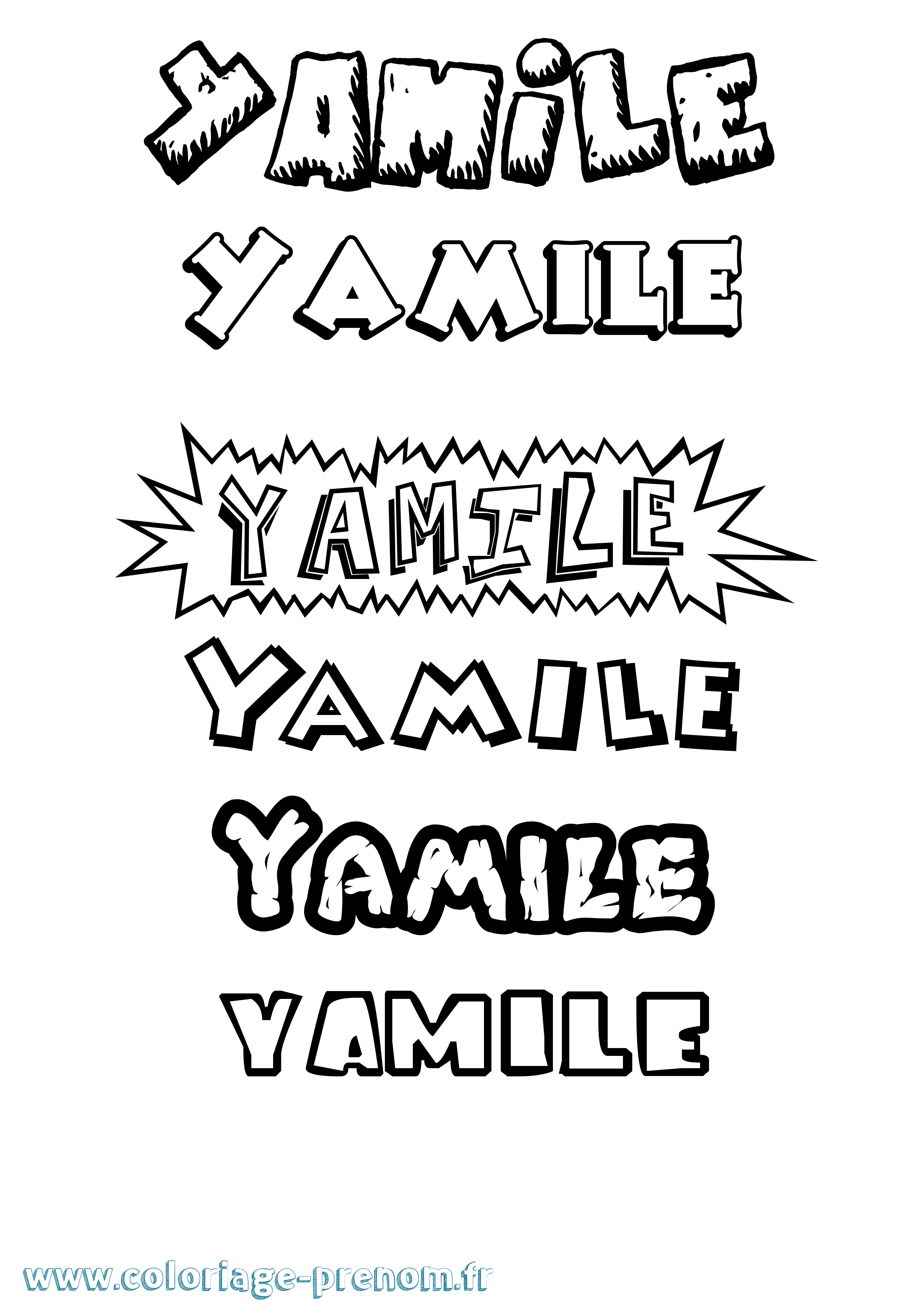 Coloriage Yamile Dessin Animé Coloriage prénom Yamile Dessin Animé