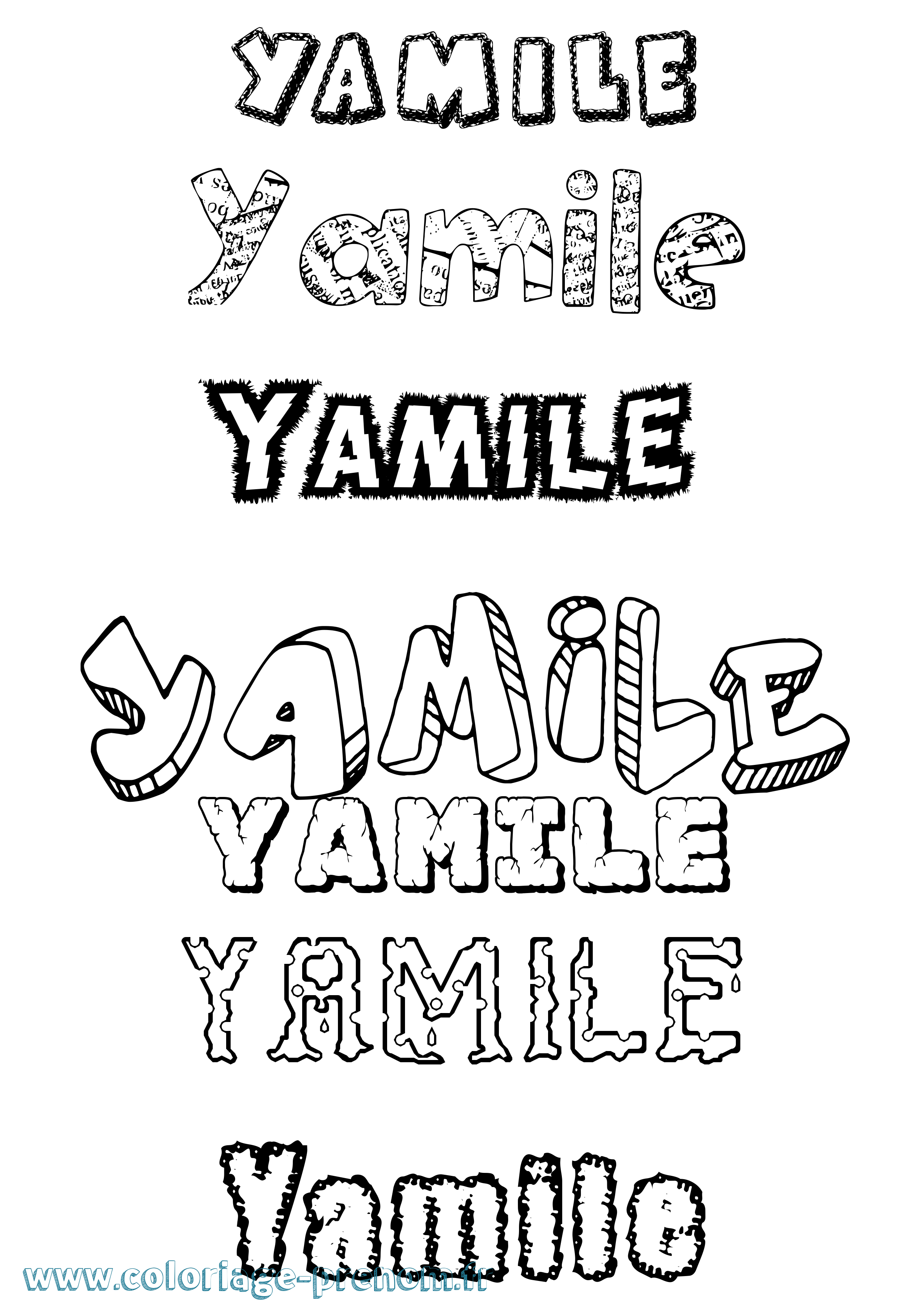 Coloriage Yamile Destructuré Coloriage prénom Yamile Destructuré