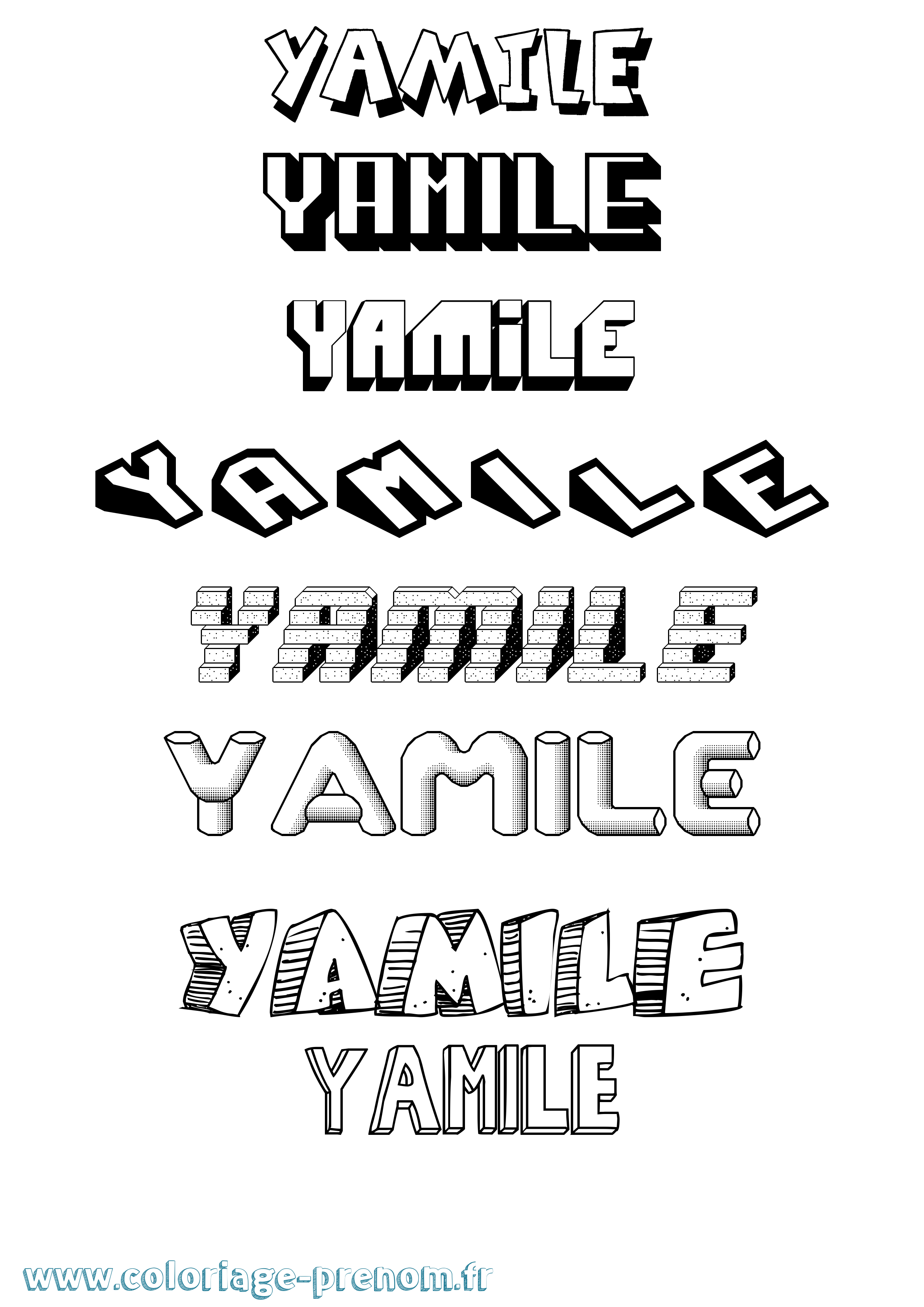 Coloriage Yamile Effet 3D Coloriage prénom Yamile Effet 3D
