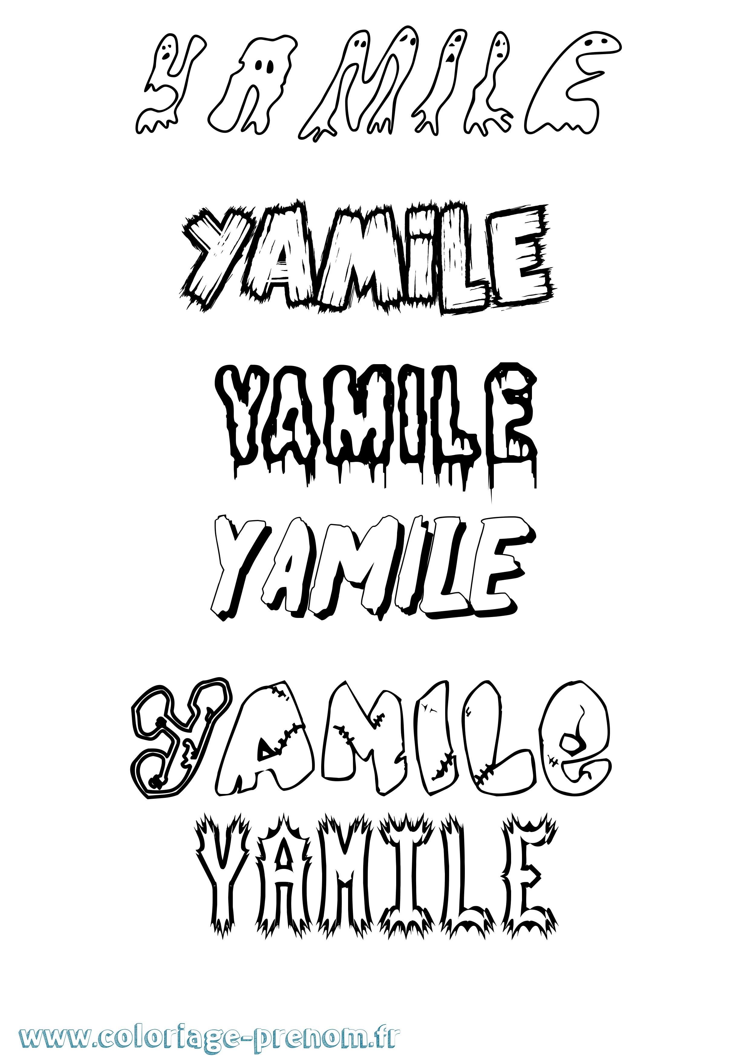 Coloriage Yamile Frisson Coloriage prénom Yamile Frisson
