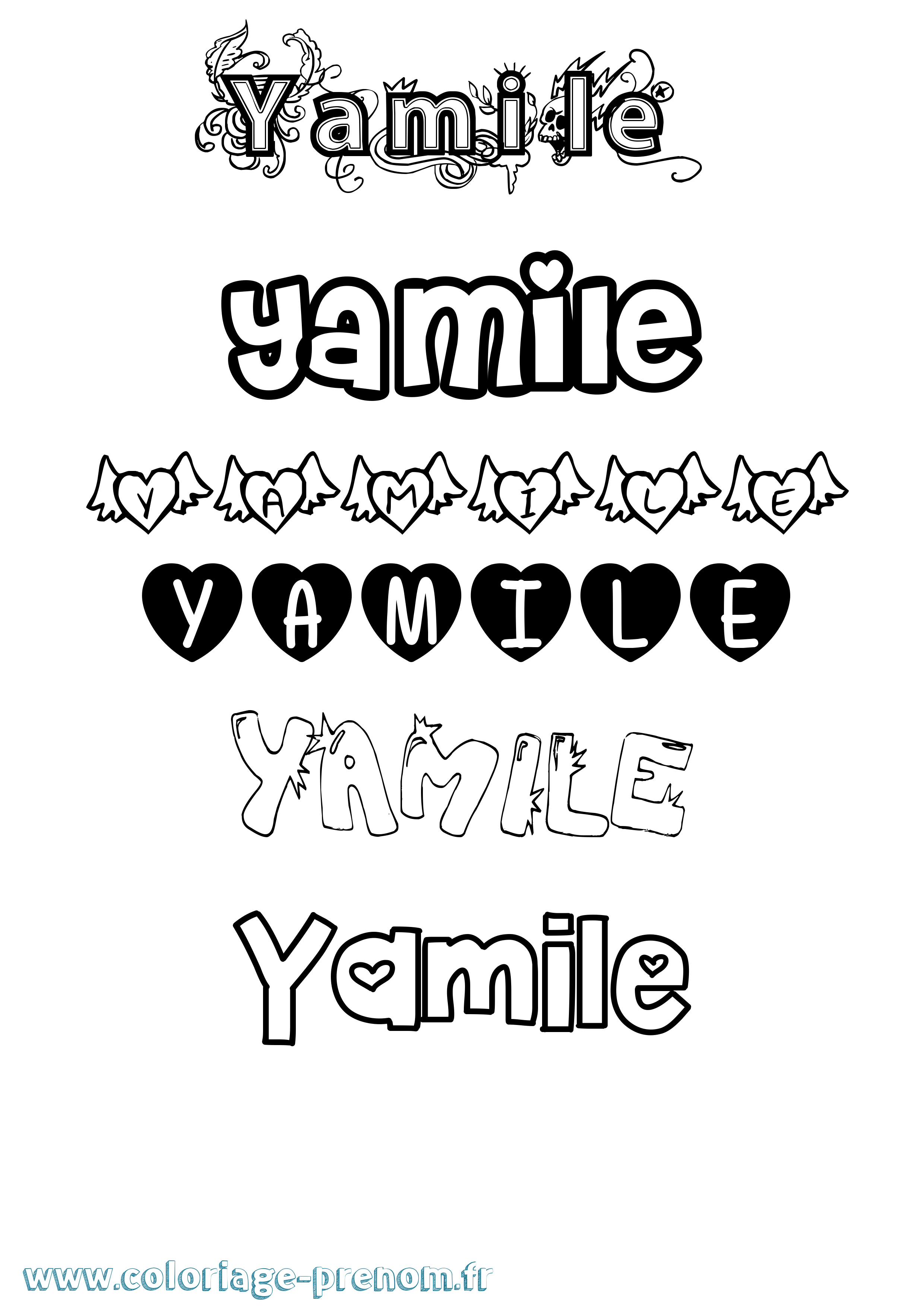 Coloriage Yamile Girly Coloriage prénom Yamile Girly