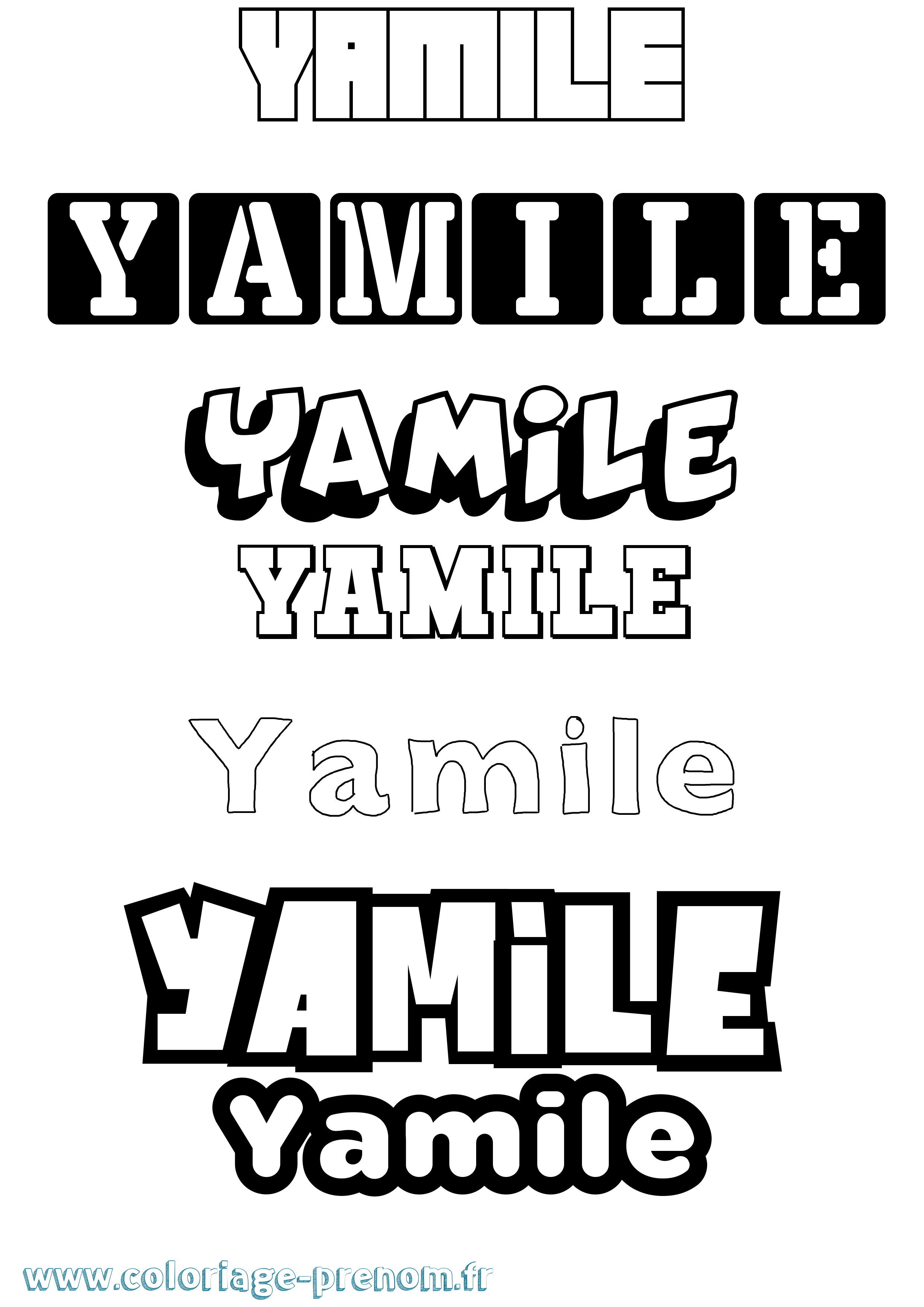 Coloriage Yamile Simple Coloriage prénom Yamile Simple