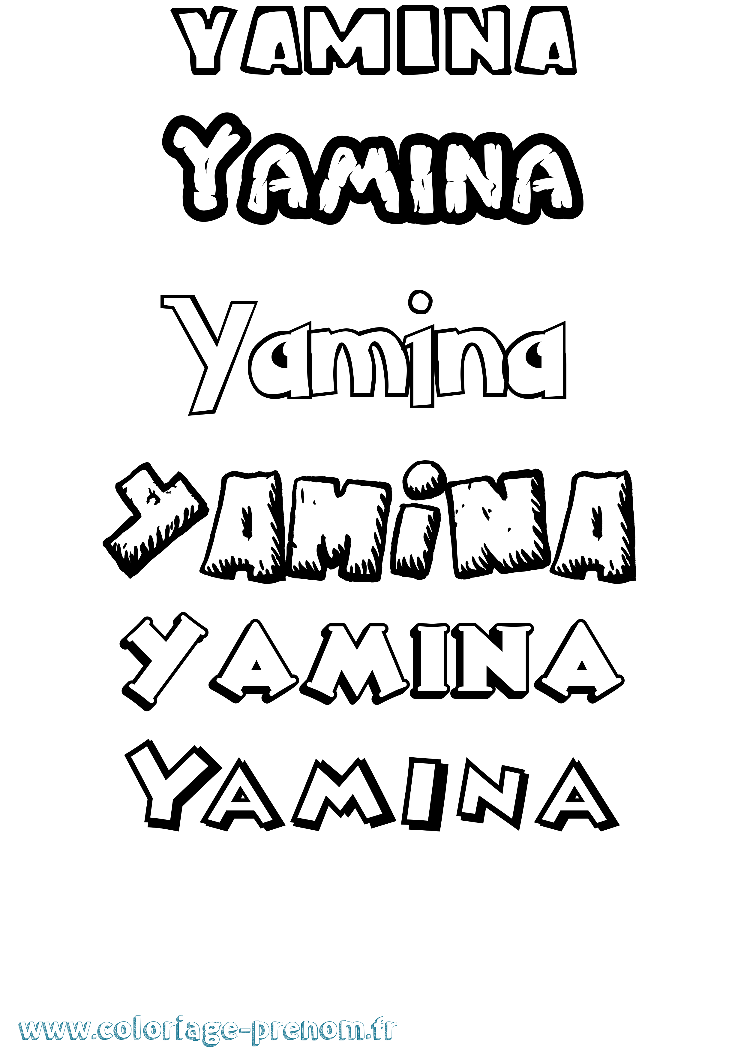 Coloriage Yamina Dessin Animé Coloriage prénom Yamina Dessin Animé