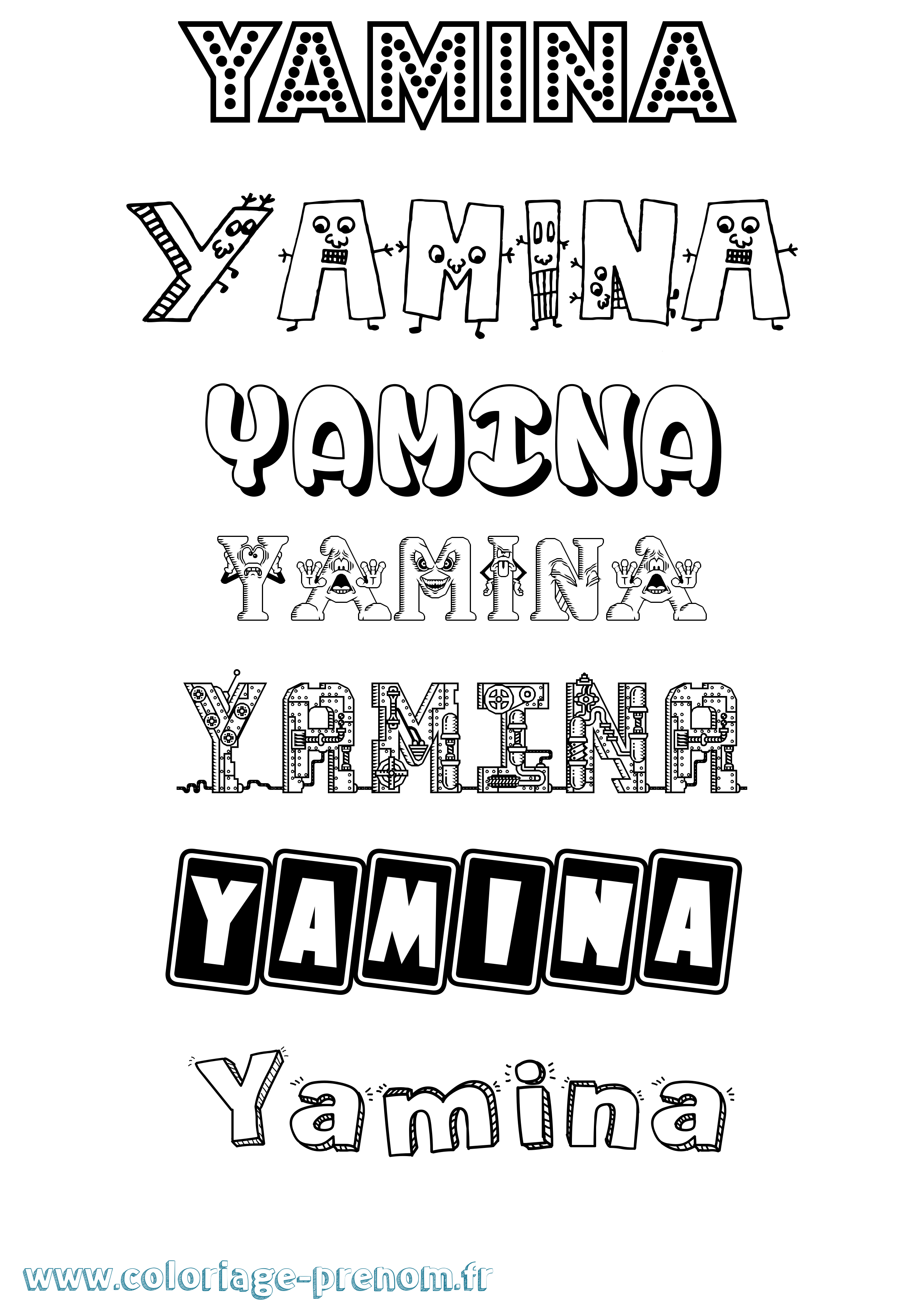 Coloriage Yamina Fun Coloriage prénom Yamina Fun