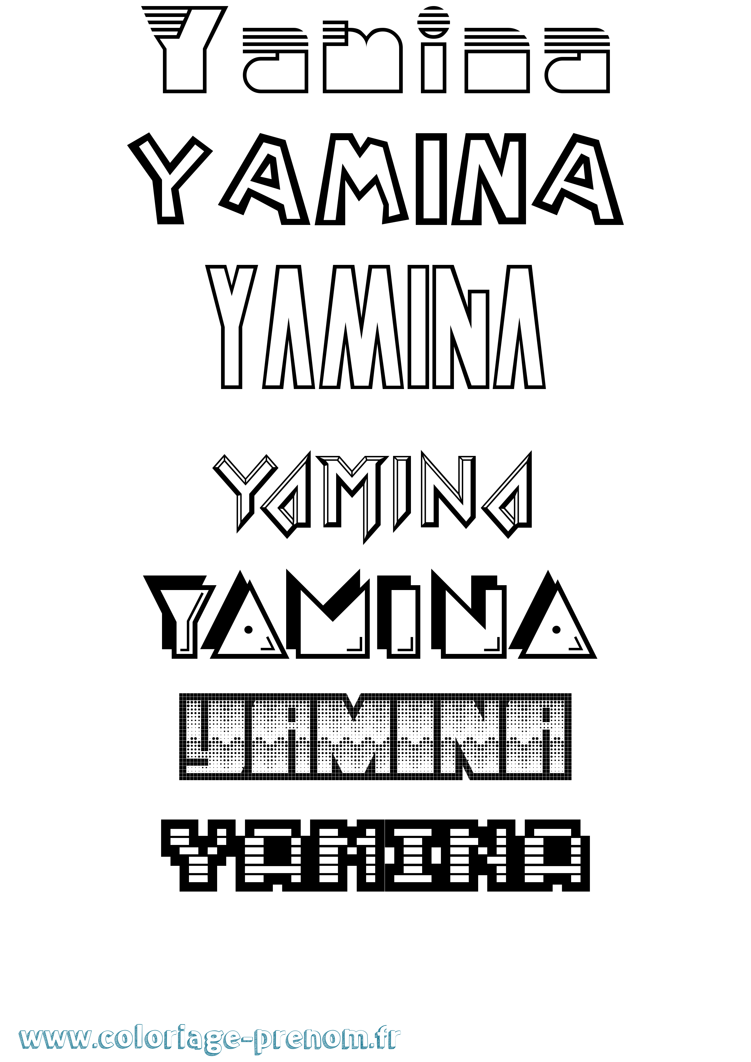 Coloriage Yamina Jeux Vidéos Coloriage prénom Yamina Jeux Vidéos