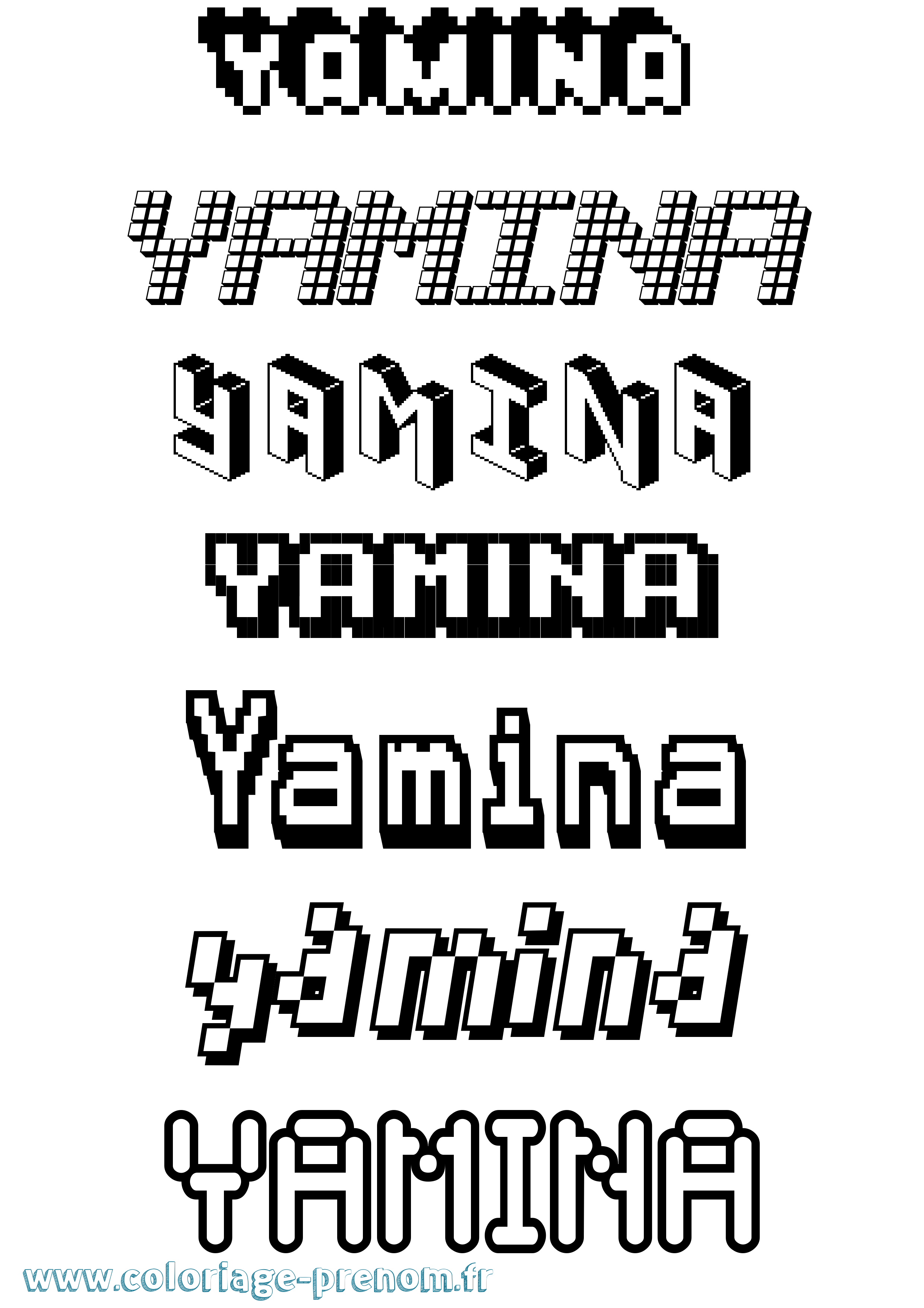 Coloriage Yamina Pixel Coloriage prénom Yamina Pixel