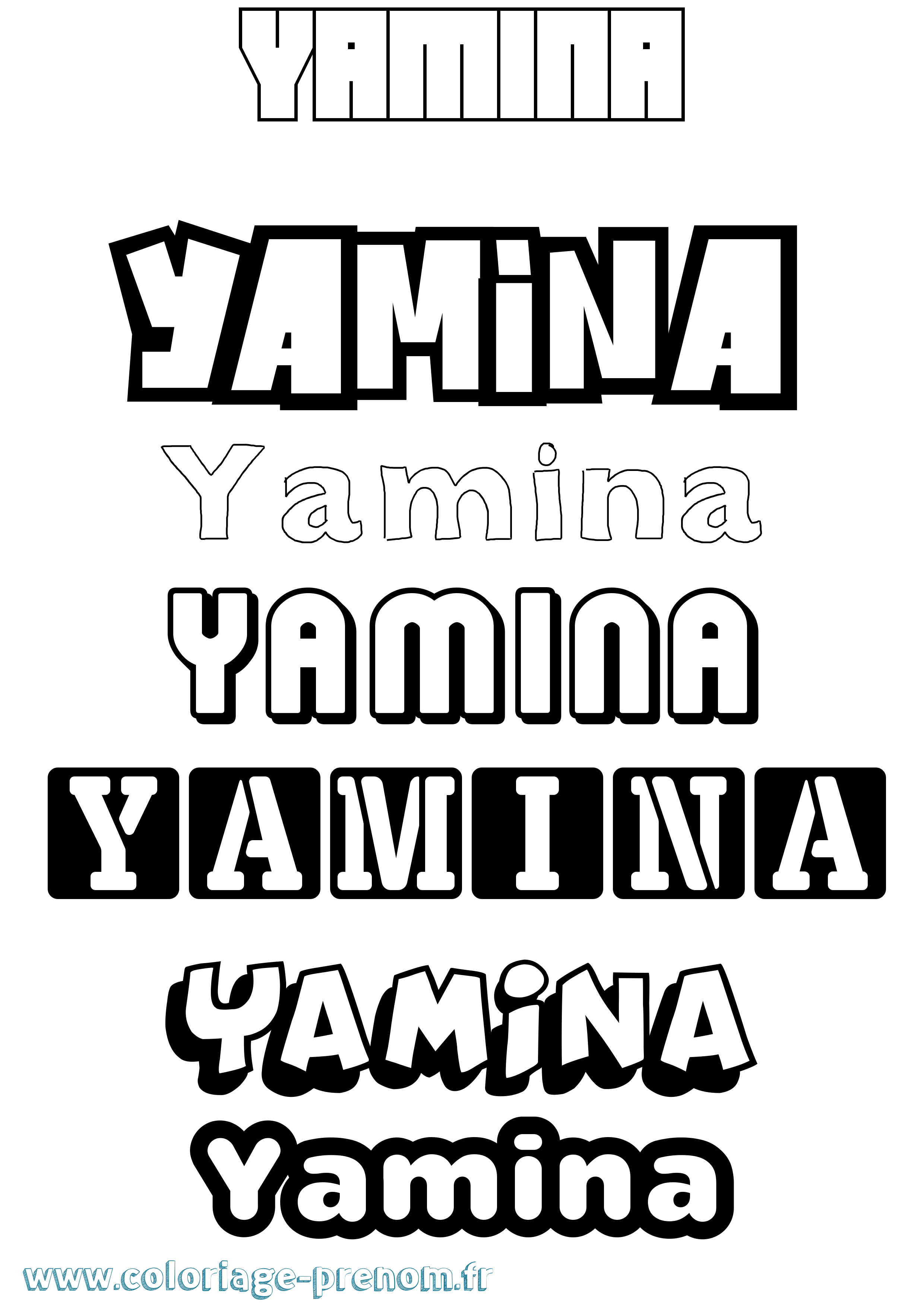 Coloriage Yamina Simple Coloriage prénom Yamina Simple