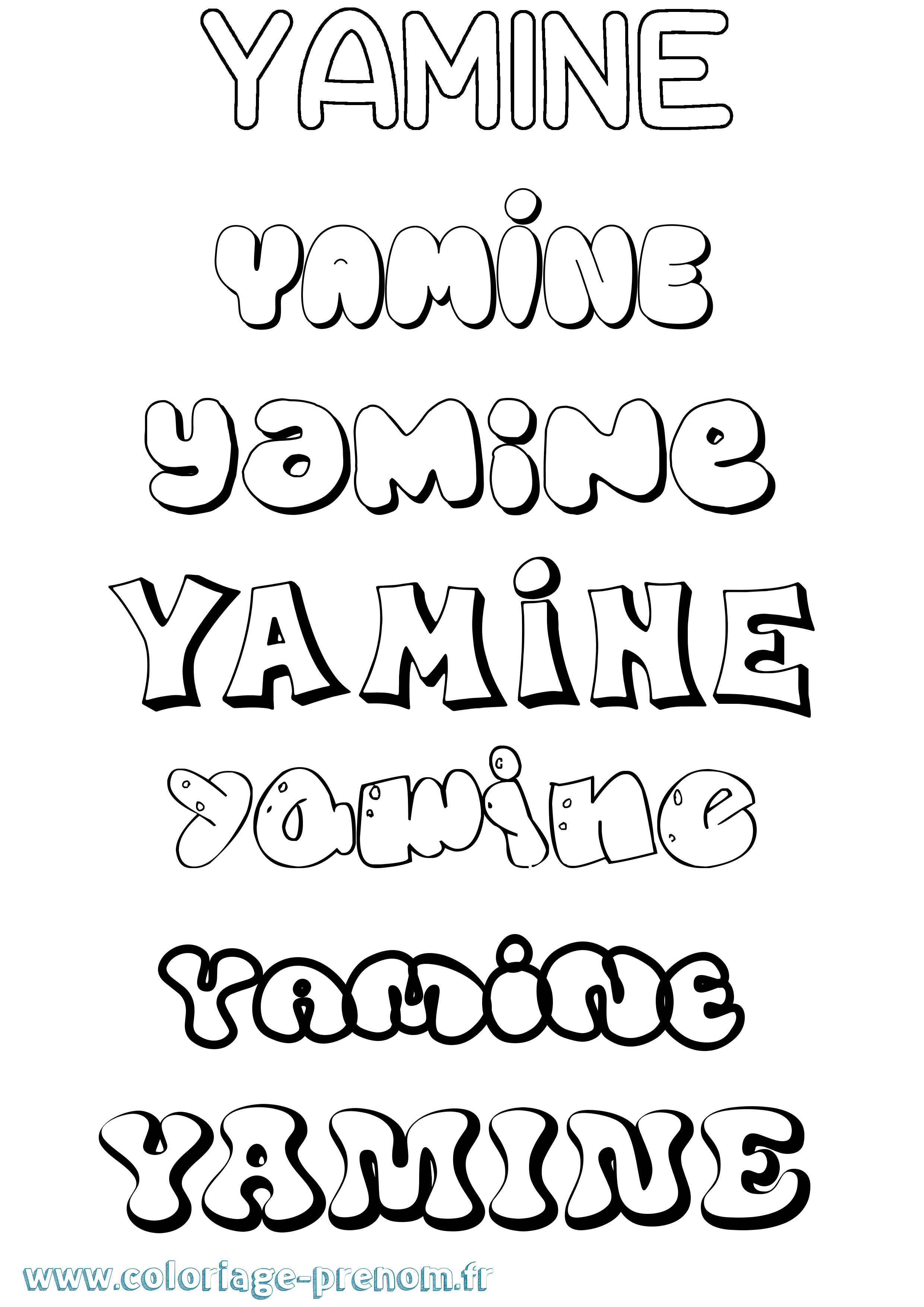 Coloriage Yamine Bubble Coloriage prénom Yamine Bubble