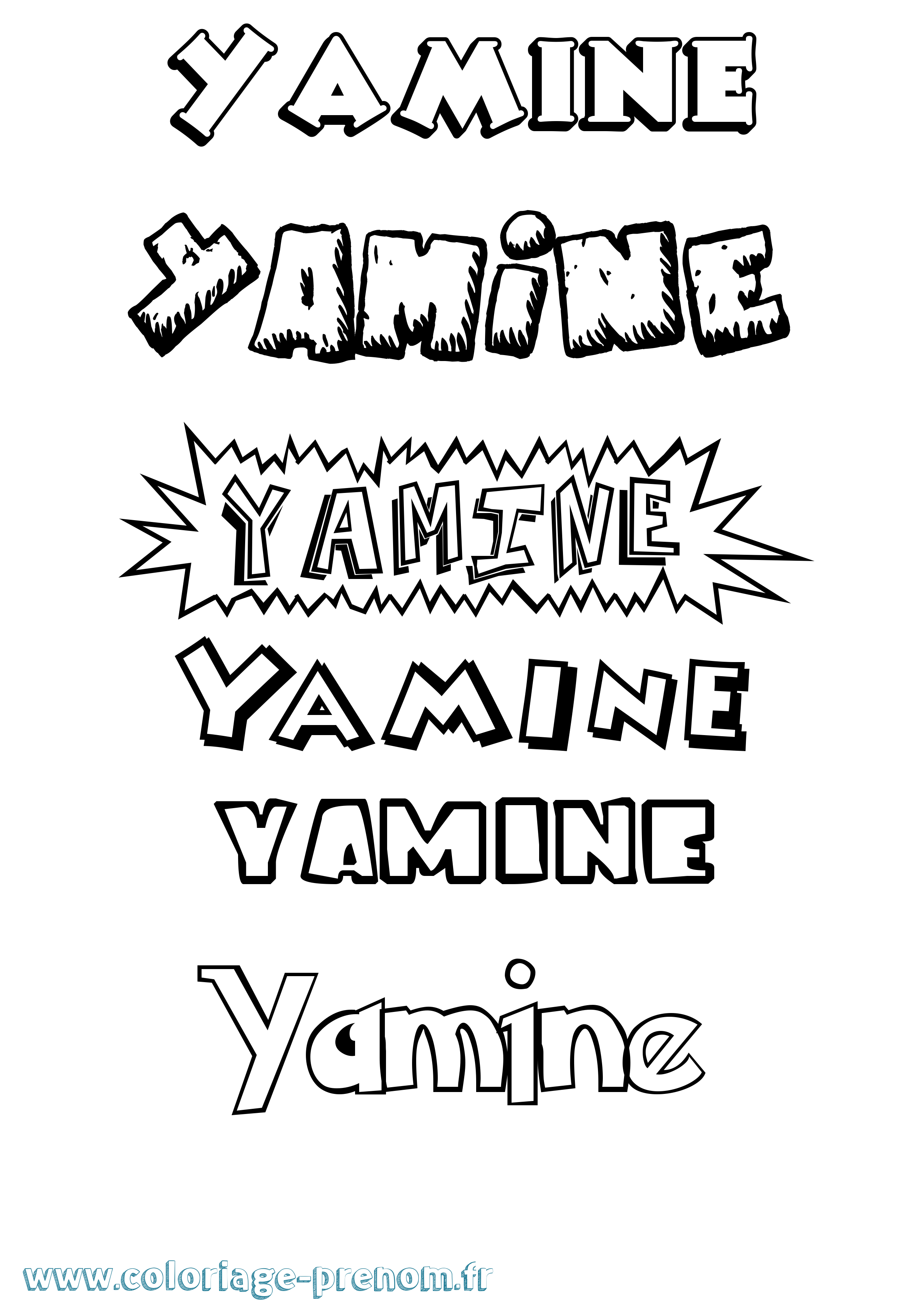 Coloriage Yamine Dessin Animé Coloriage prénom Yamine Dessin Animé