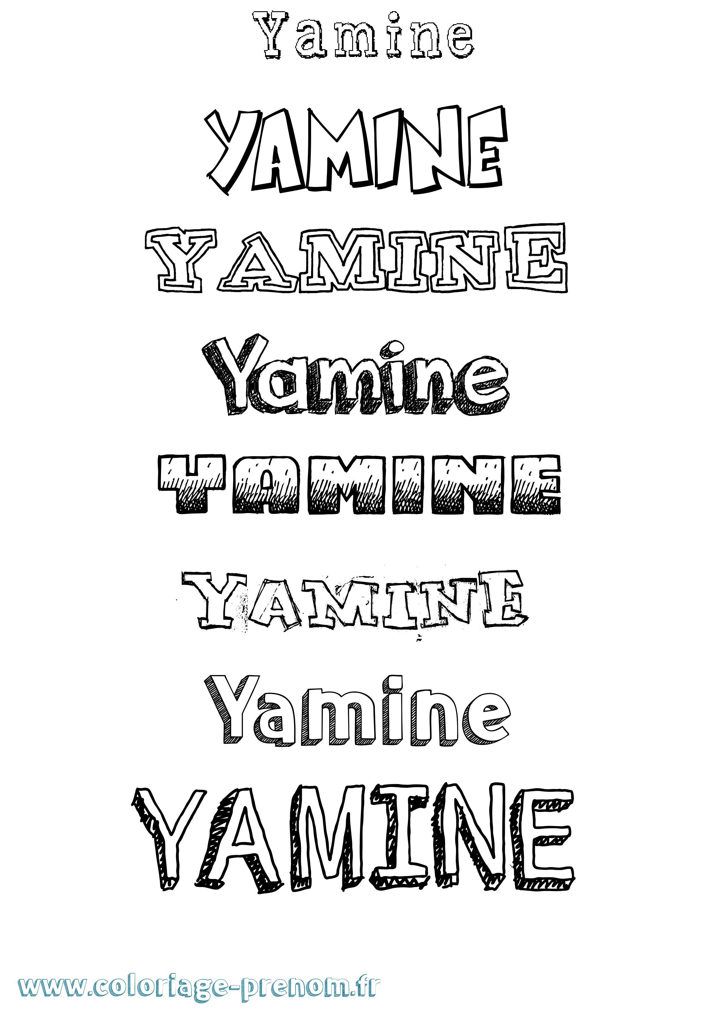 Coloriage Yamine Dessiné Coloriage prénom Yamine Dessiné
