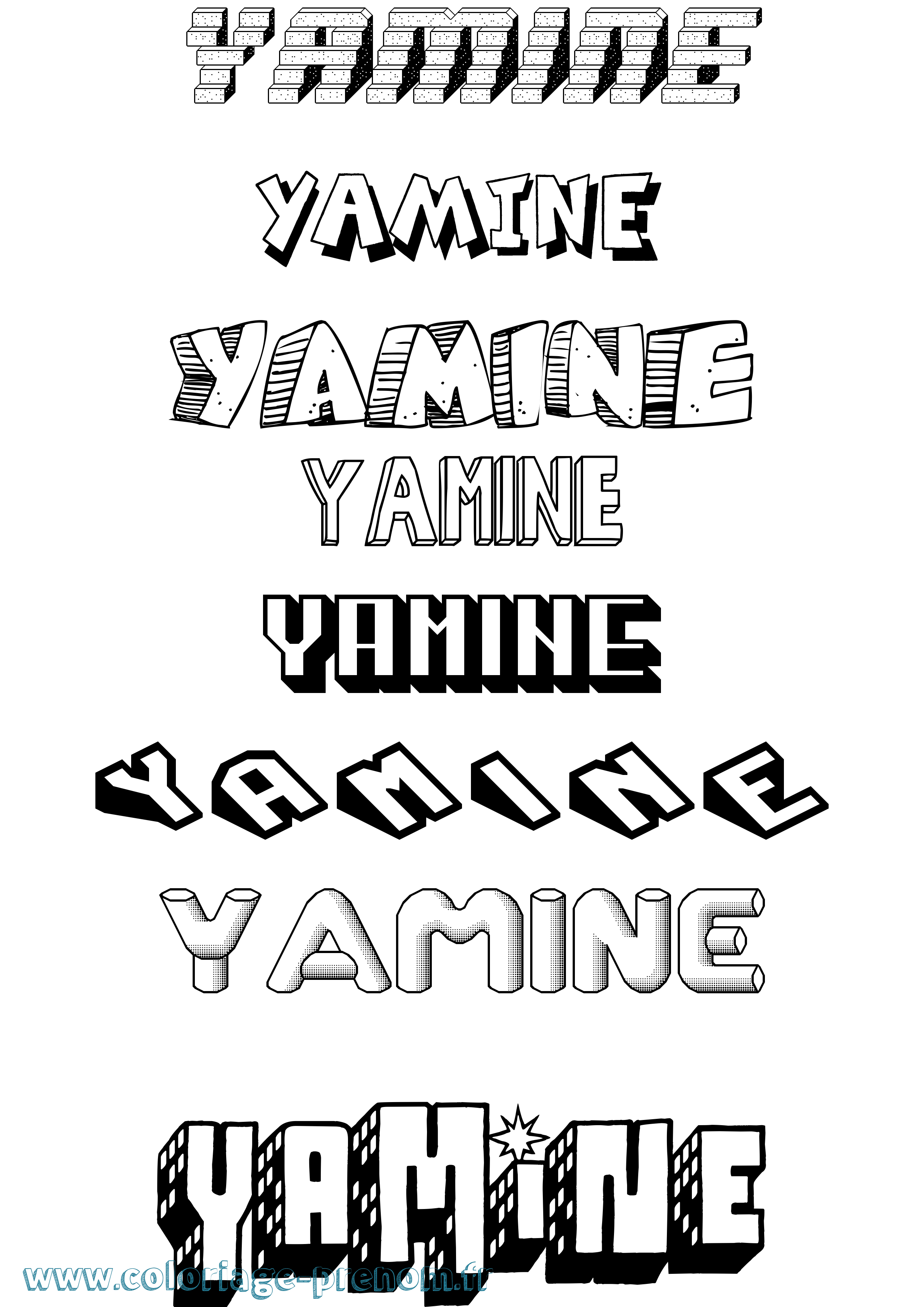 Coloriage Yamine Effet 3D Coloriage prénom Yamine Effet 3D