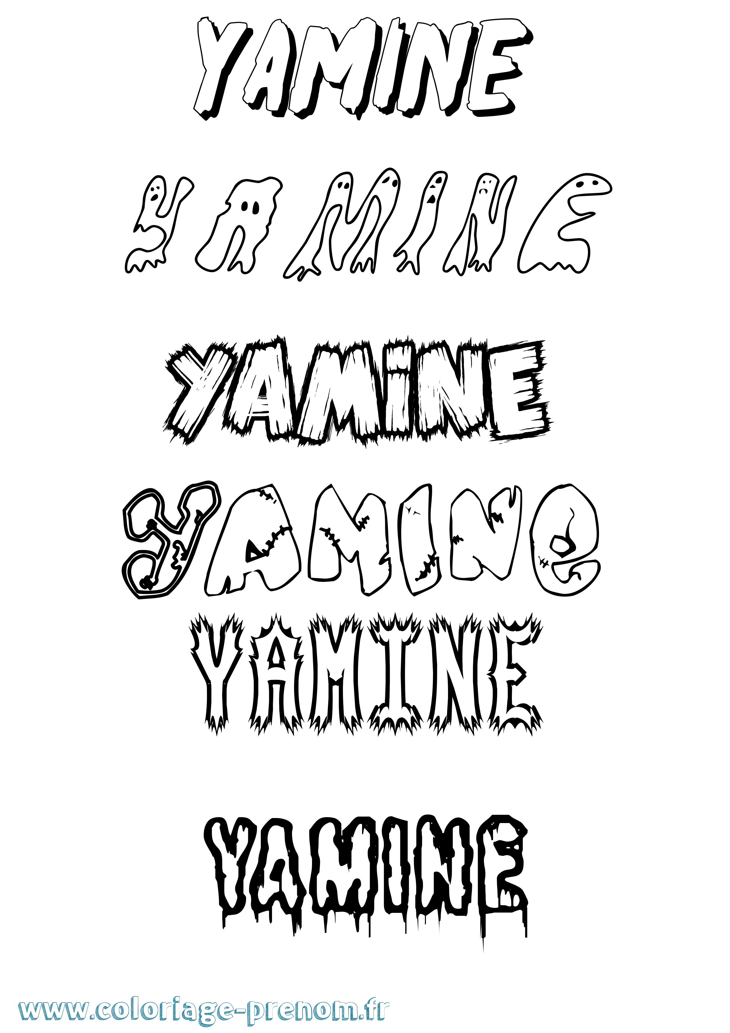 Coloriage Yamine Frisson Coloriage prénom Yamine Frisson