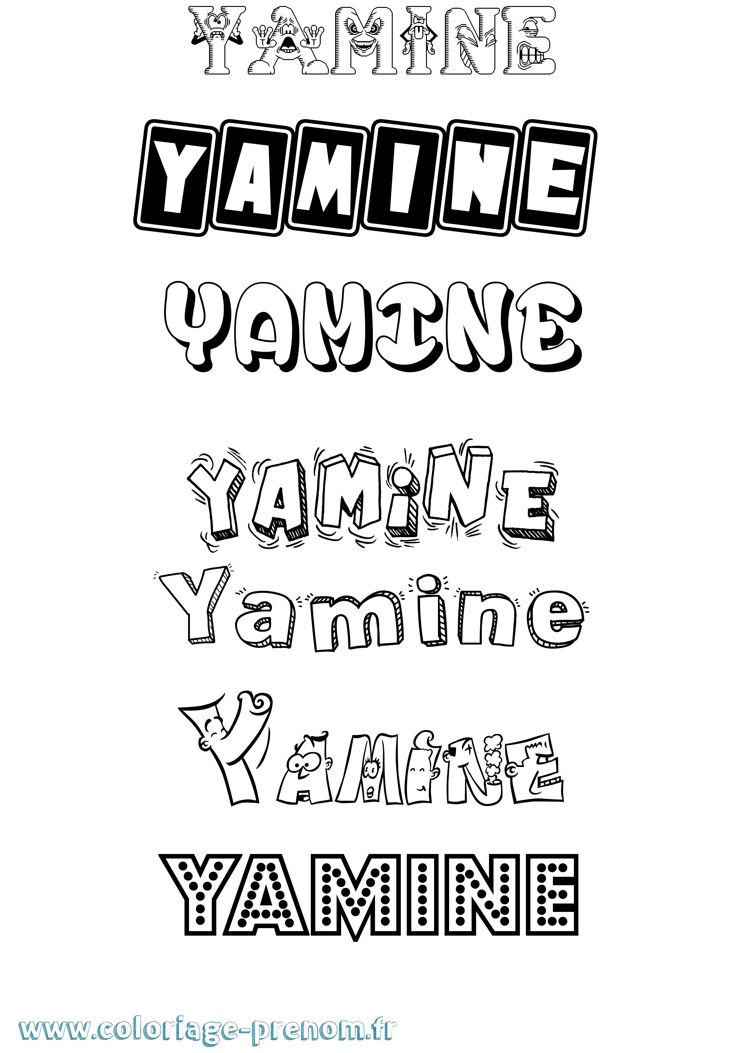 Coloriage Yamine Fun Coloriage prénom Yamine Fun