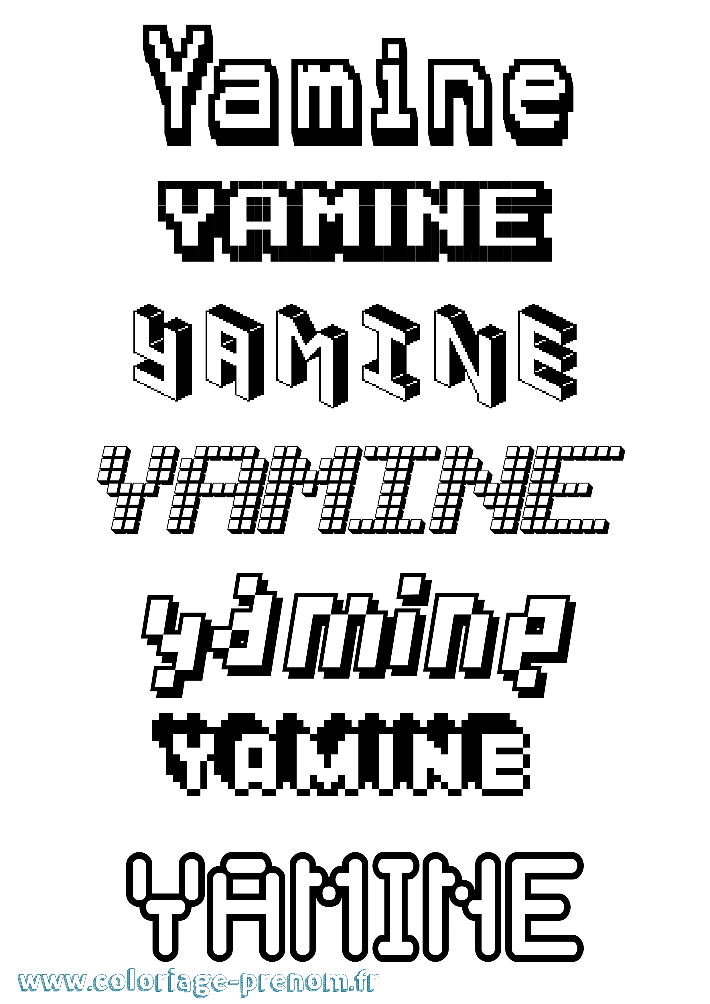 Coloriage Yamine Pixel Coloriage prénom Yamine Pixel