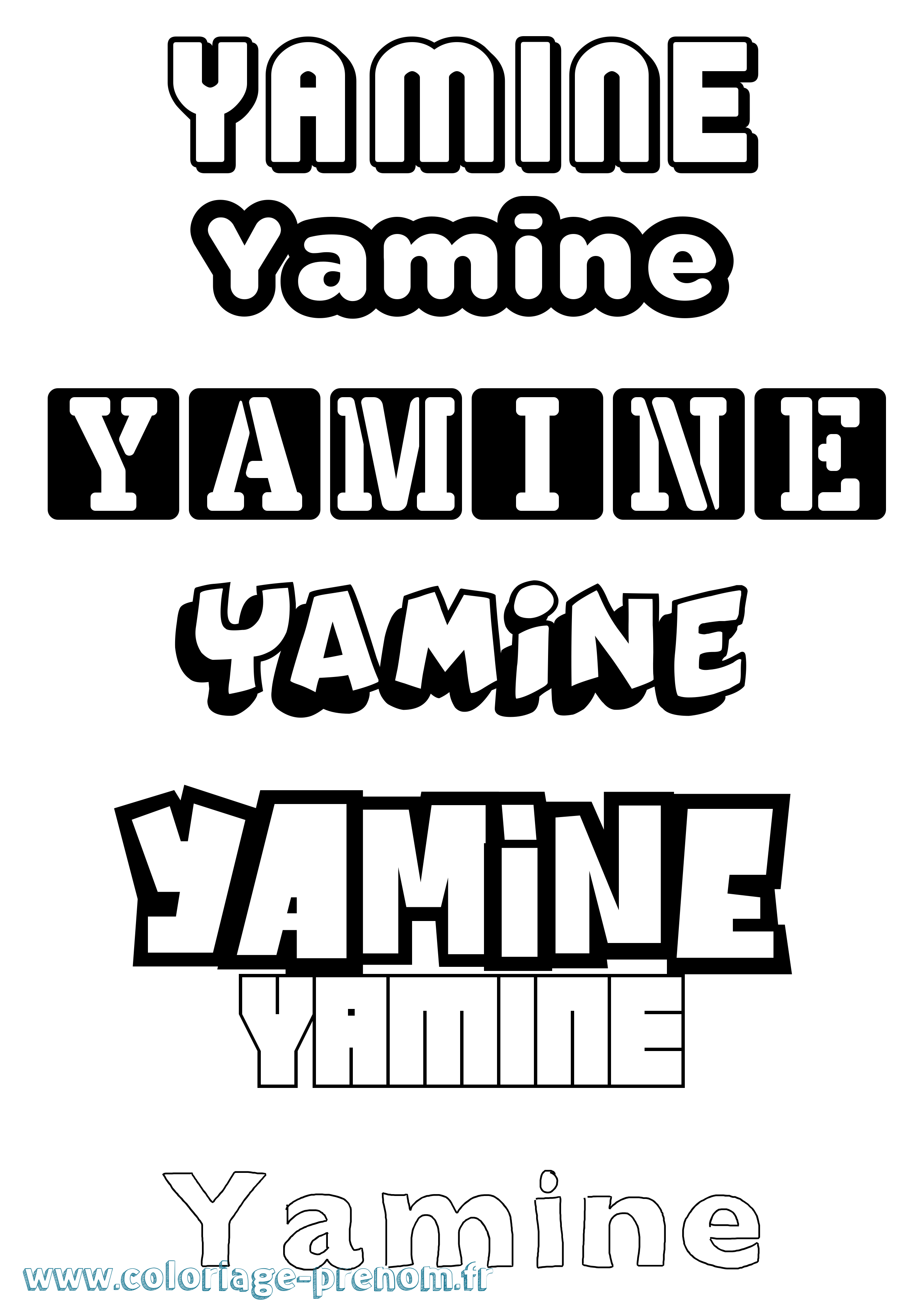 Coloriage Yamine Simple Coloriage prénom Yamine Simple